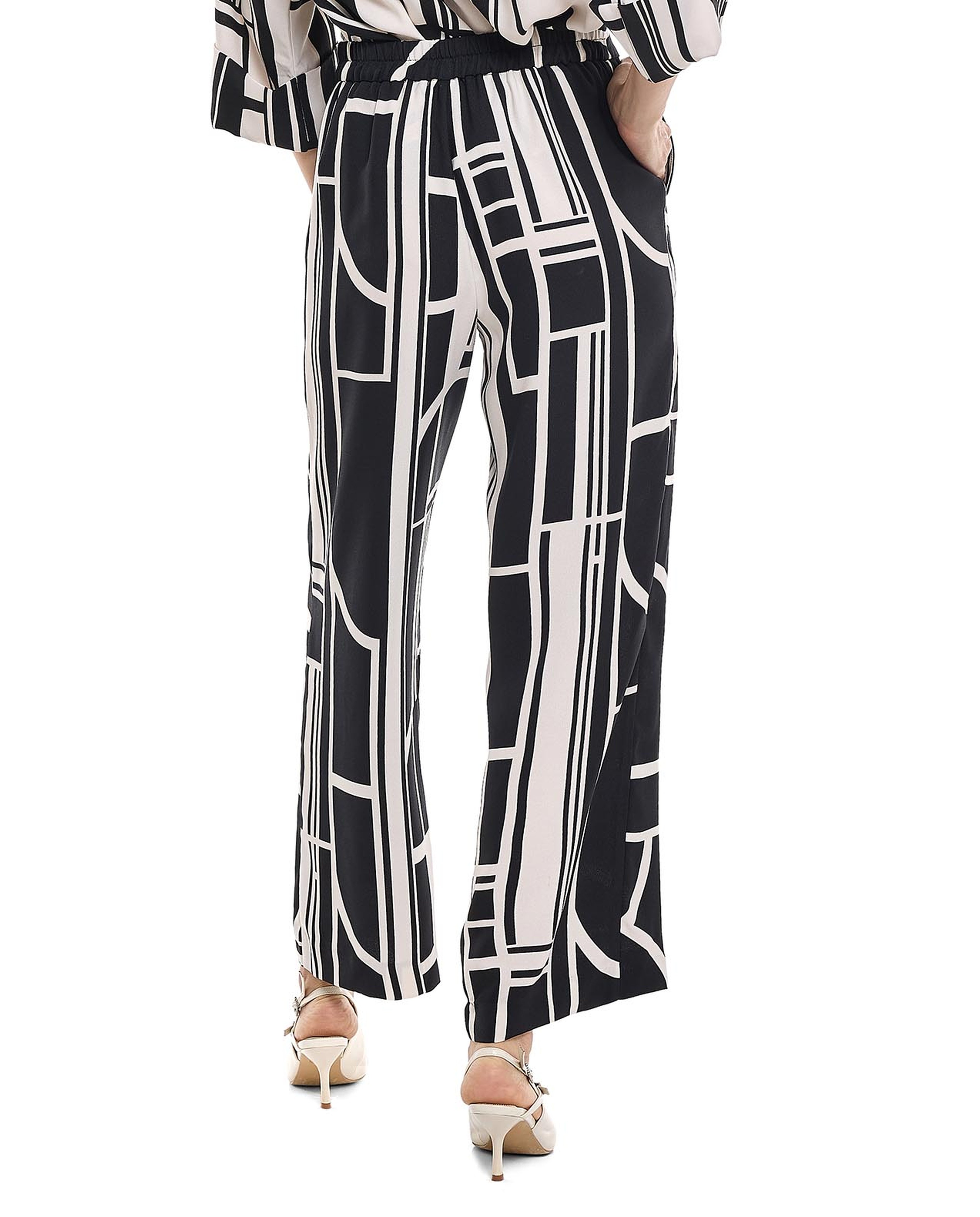 Patterned Straight Fit Pants with Drawstring Waist