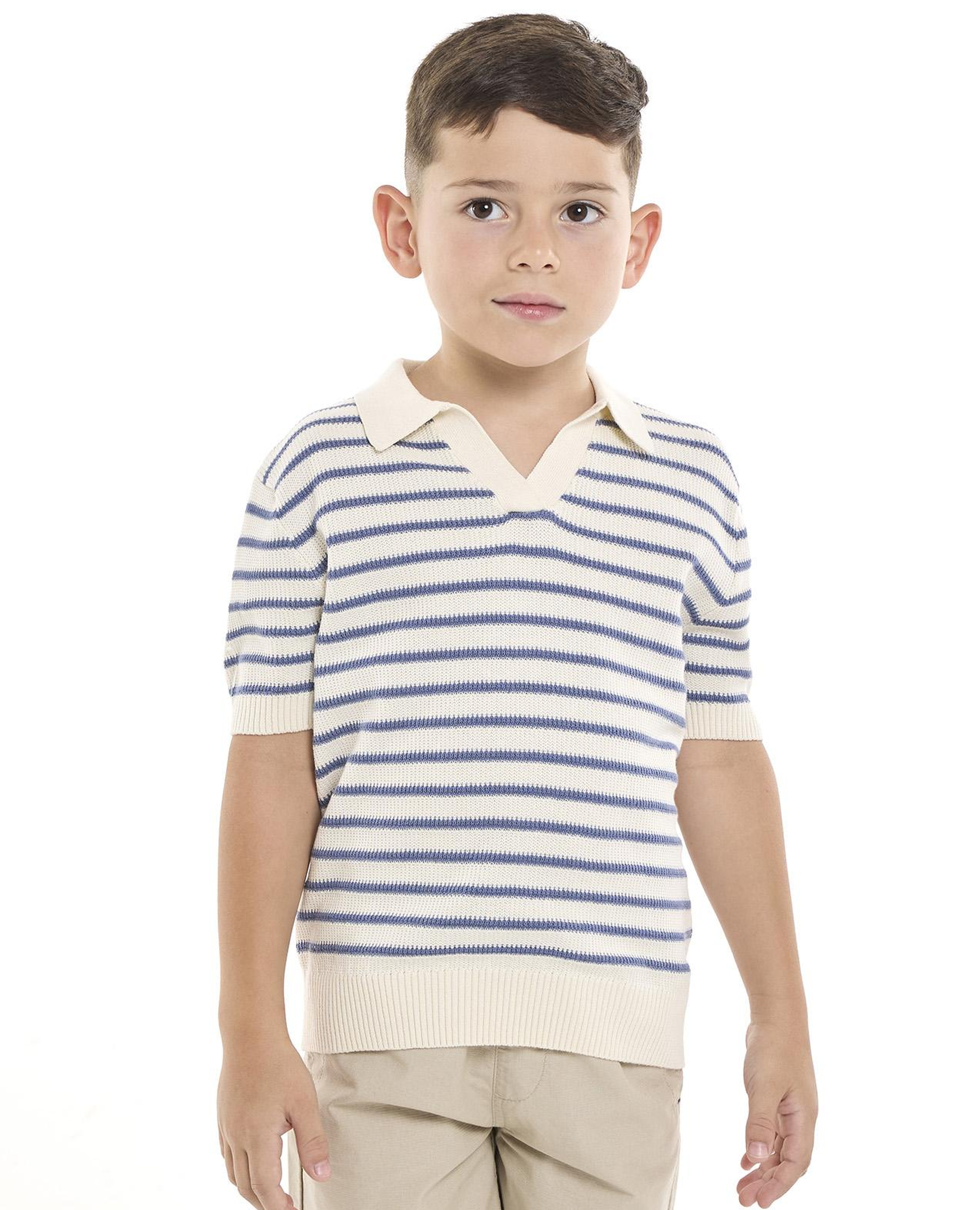 تيشيرت بولو مخطط بأكمام قصيرة