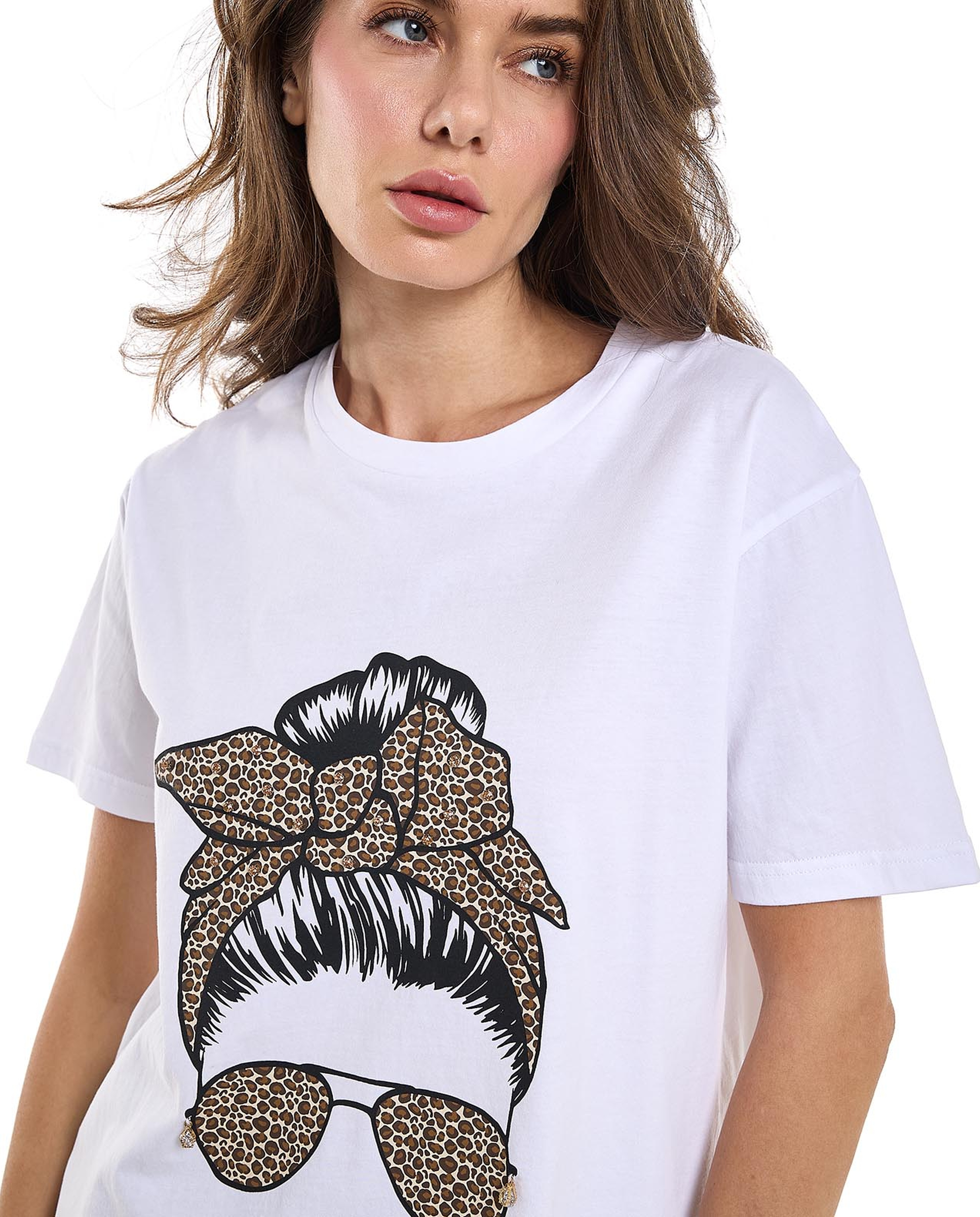 Printed T-Shirt with Crew Neck and Short Sleeves