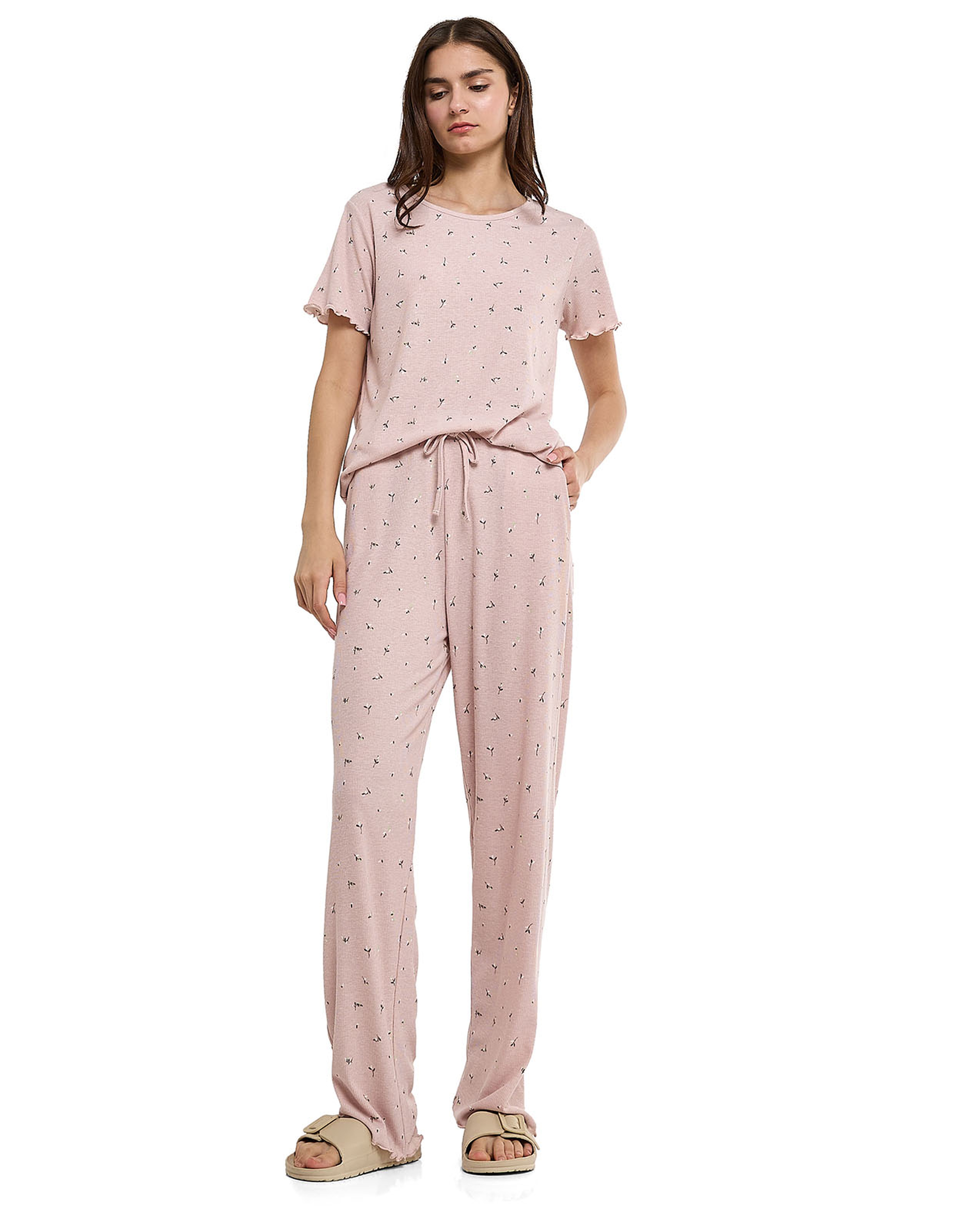 Printed Lounge Pants with Drawstring Waist