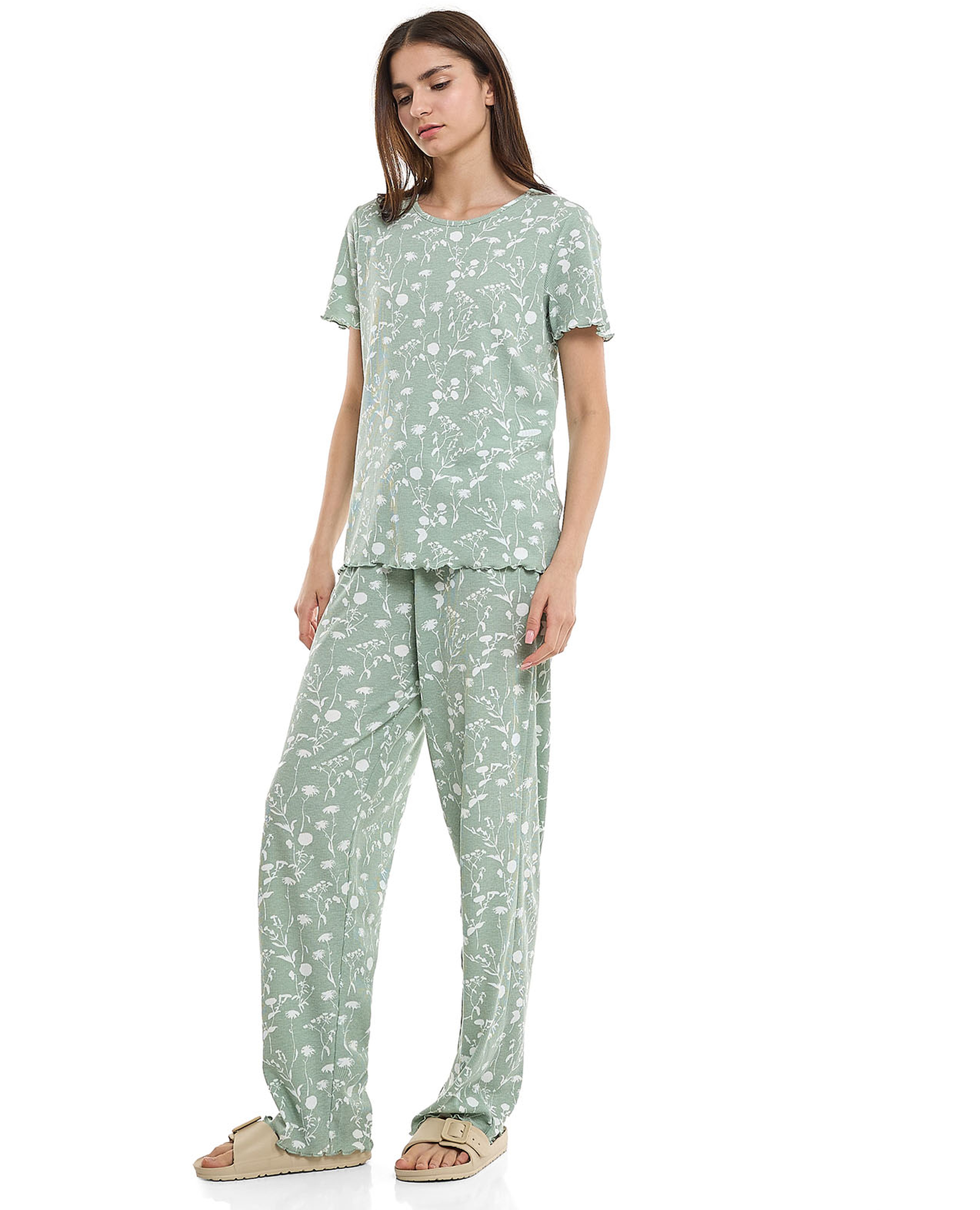 Printed Lounge Pants with Drawstring Waist