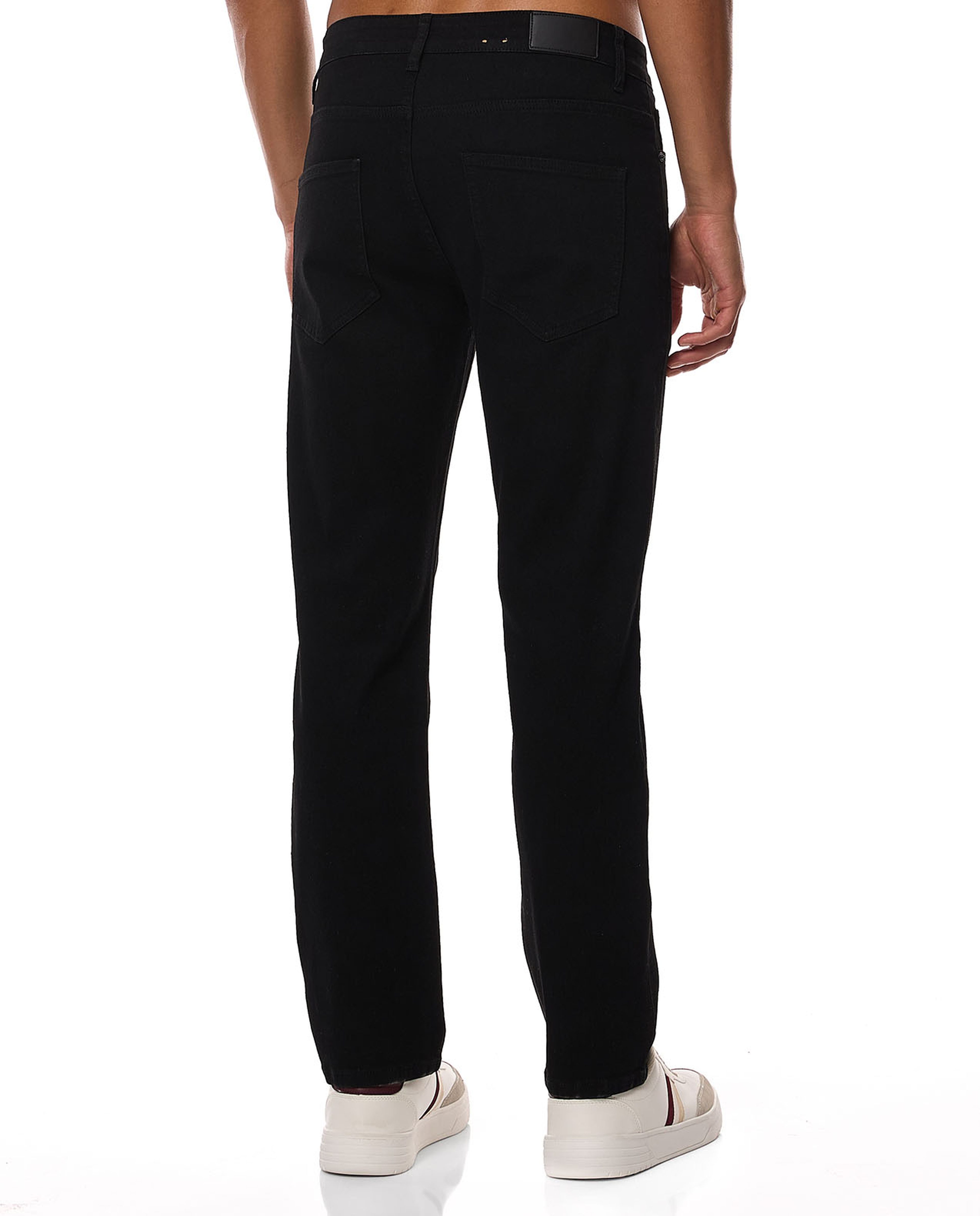 Solid Straight Fit Jeans with Button Closure