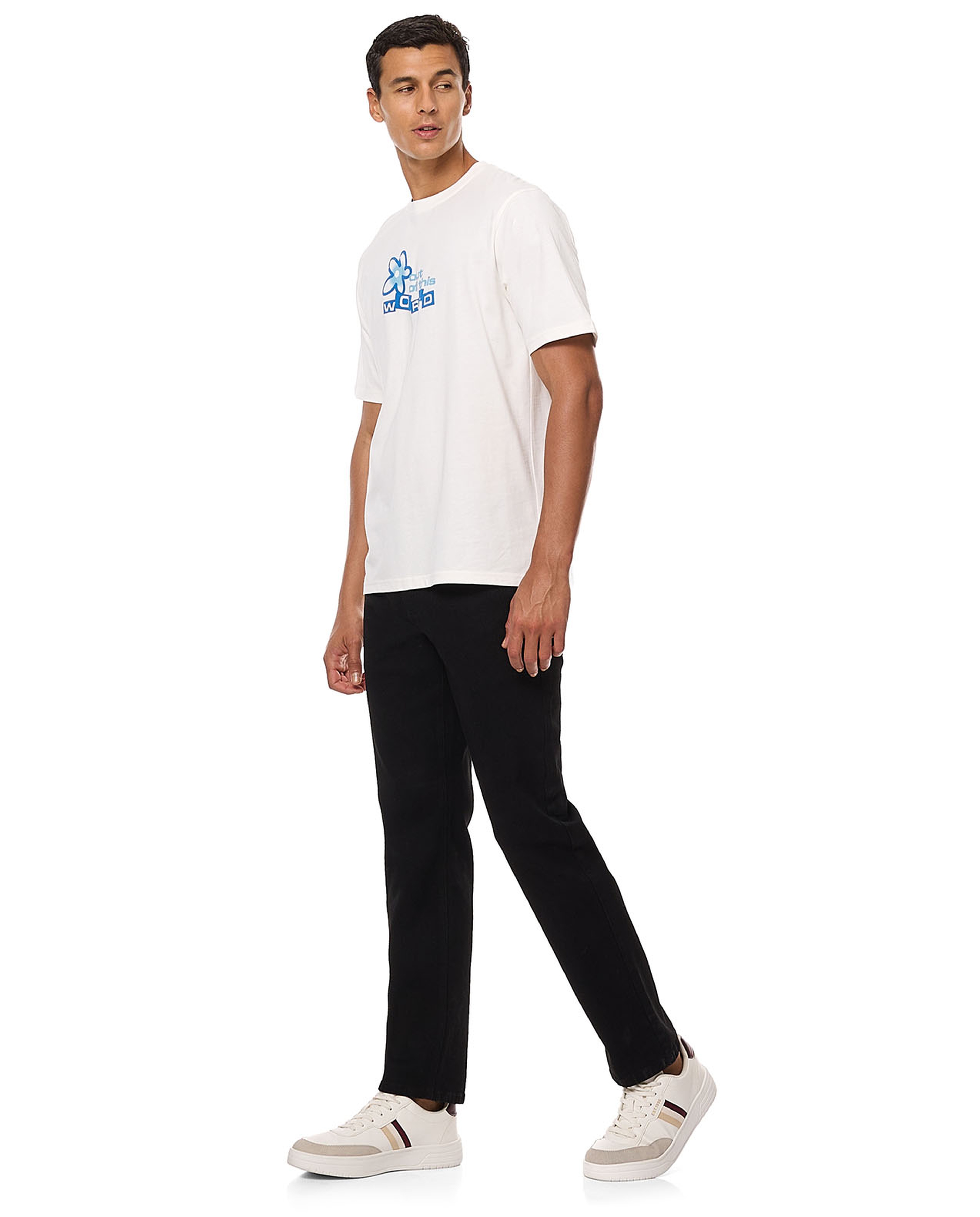 Solid Straight Fit Jeans with Button Closure