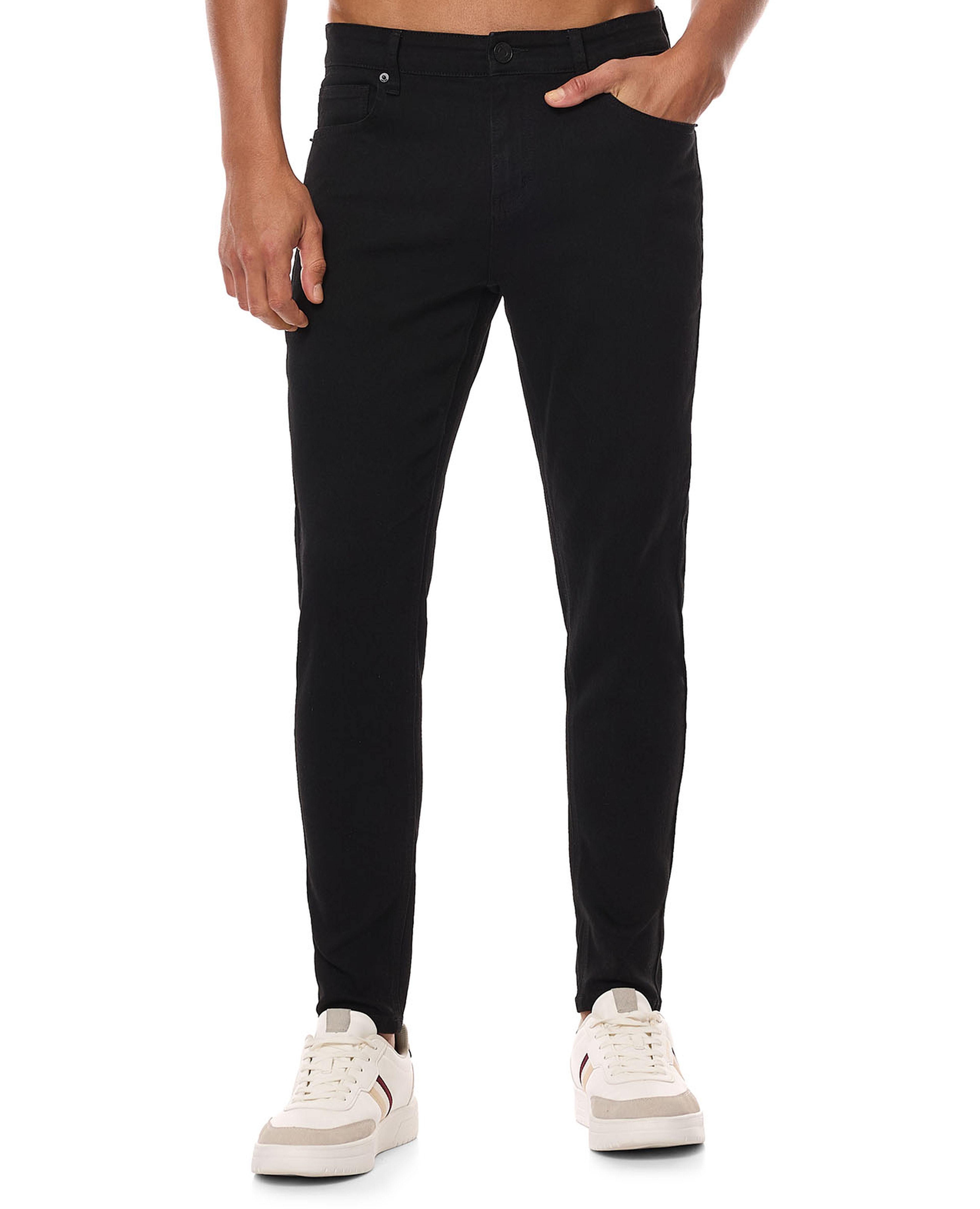 Solid Slim Fit Jeans with Button Closure