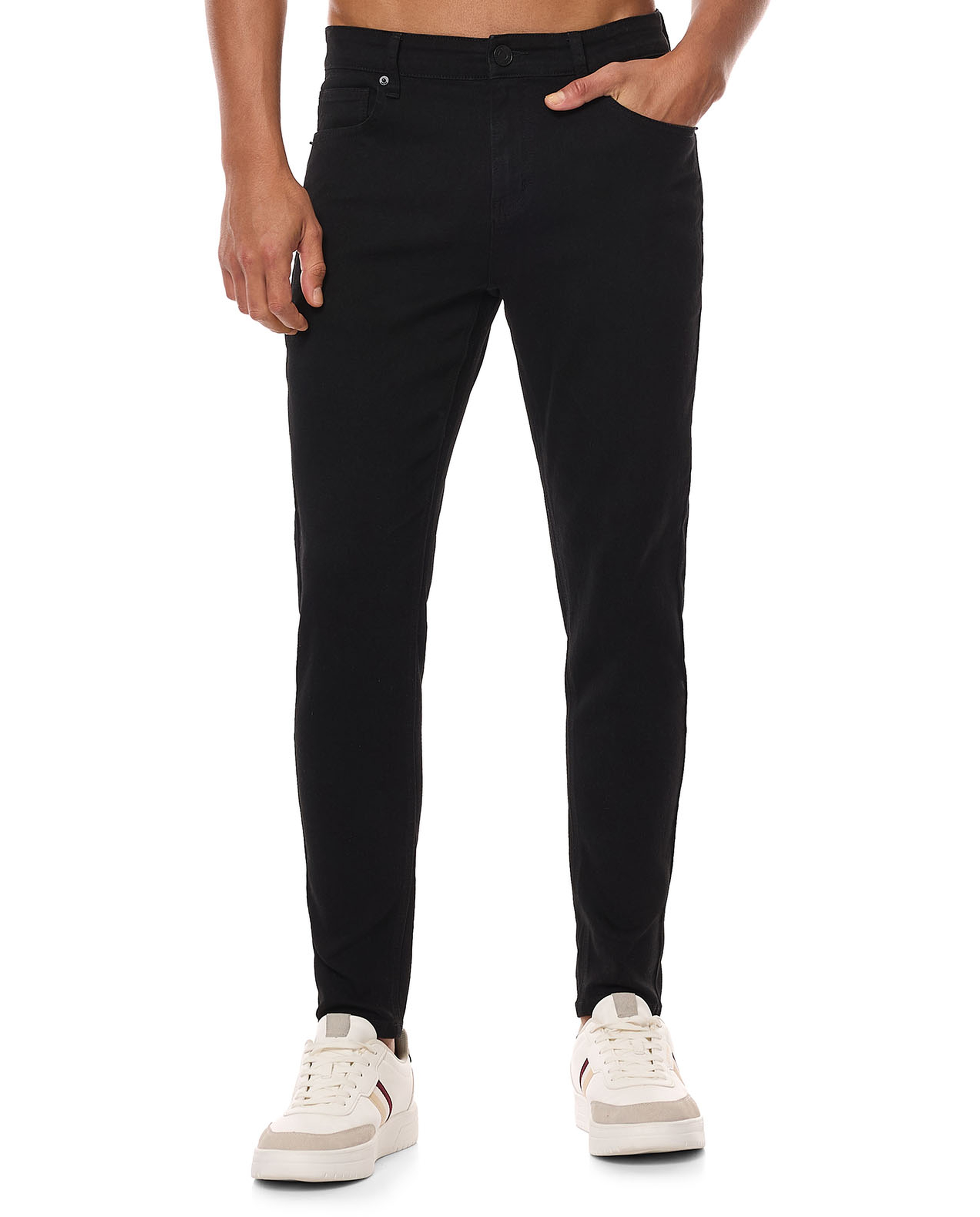 Solid Slim Fit Jeans with Button Closure