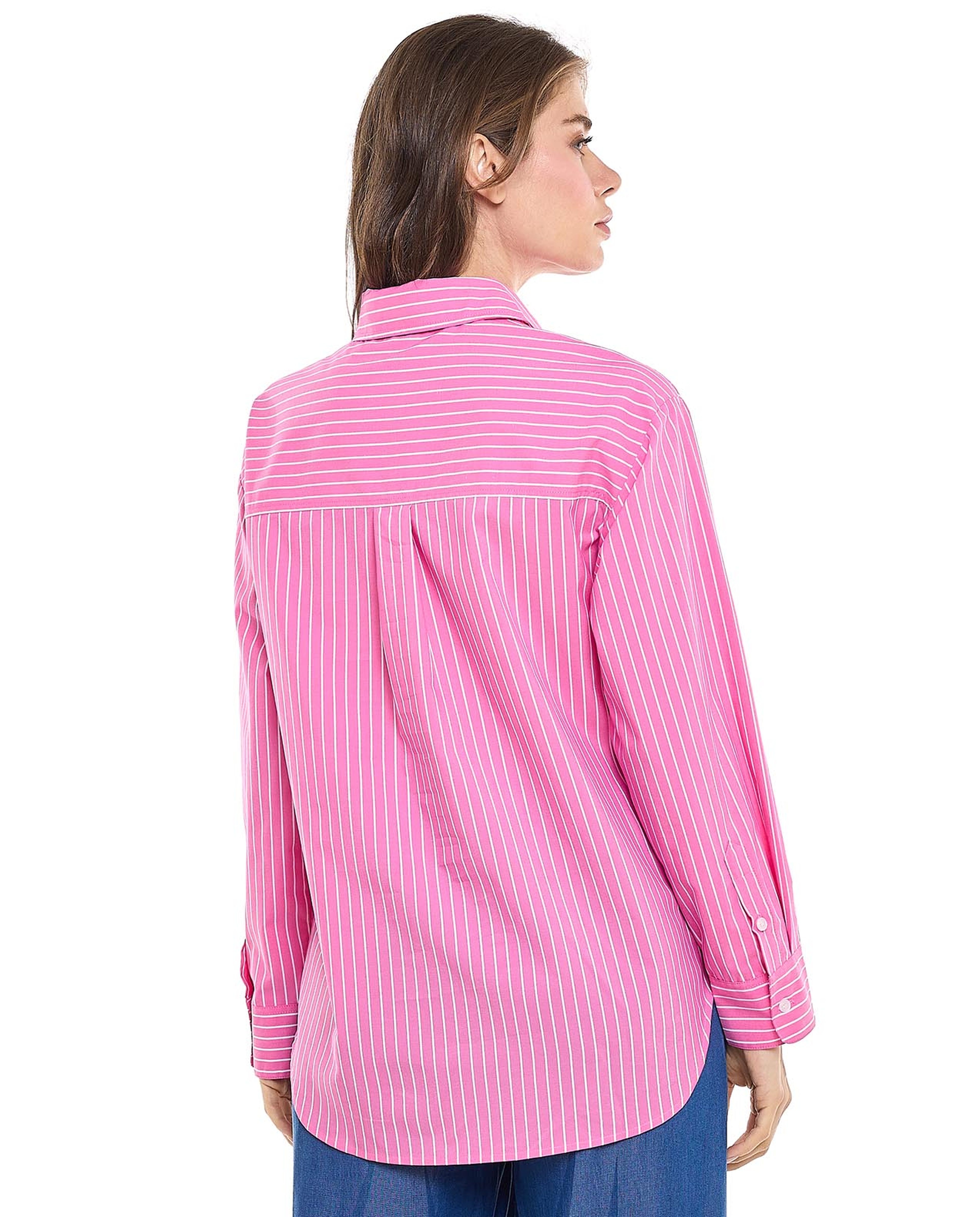Striped Shirt with Classic Collar and Long Sleeves