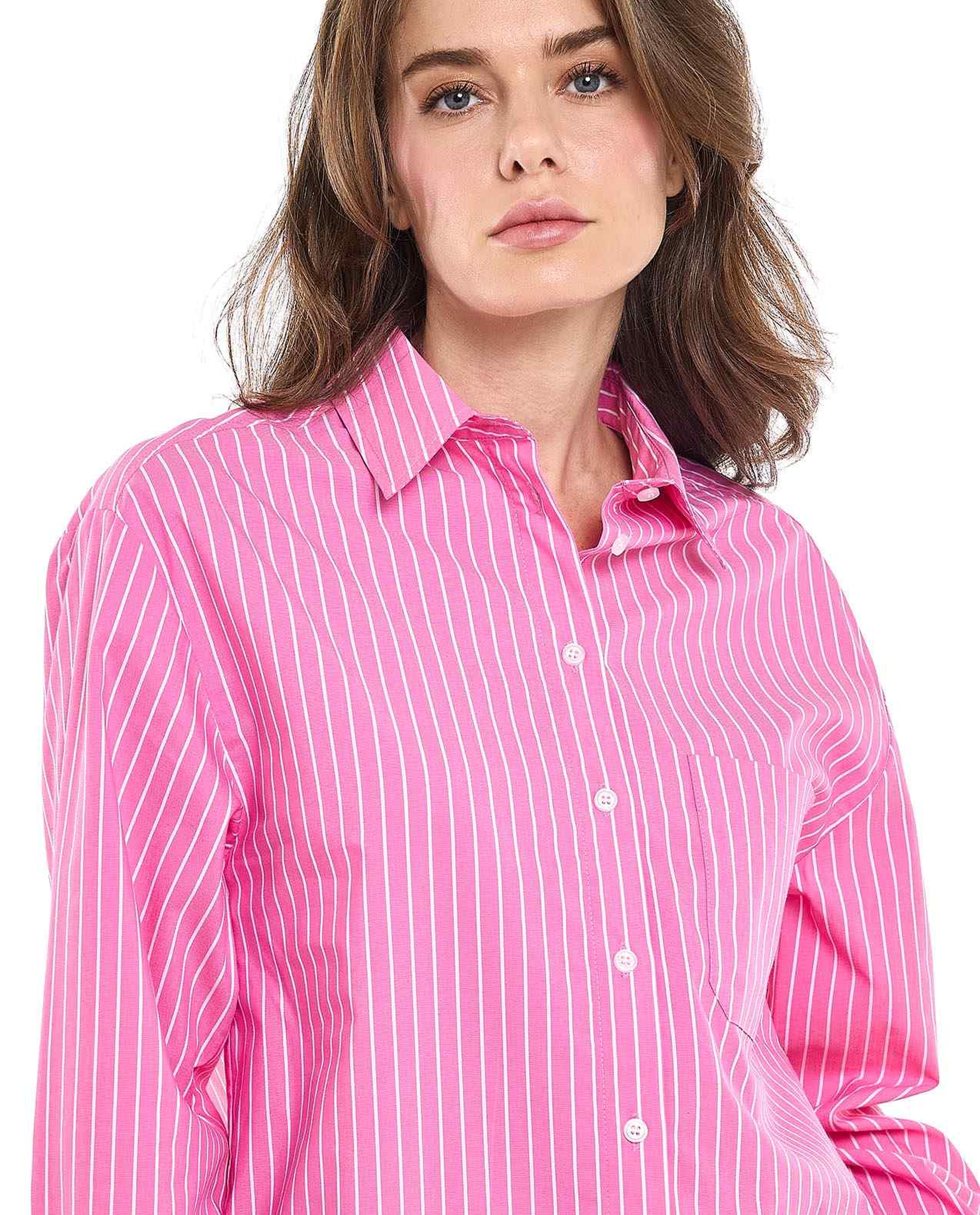Striped Shirt with Classic Collar and Long Sleeves