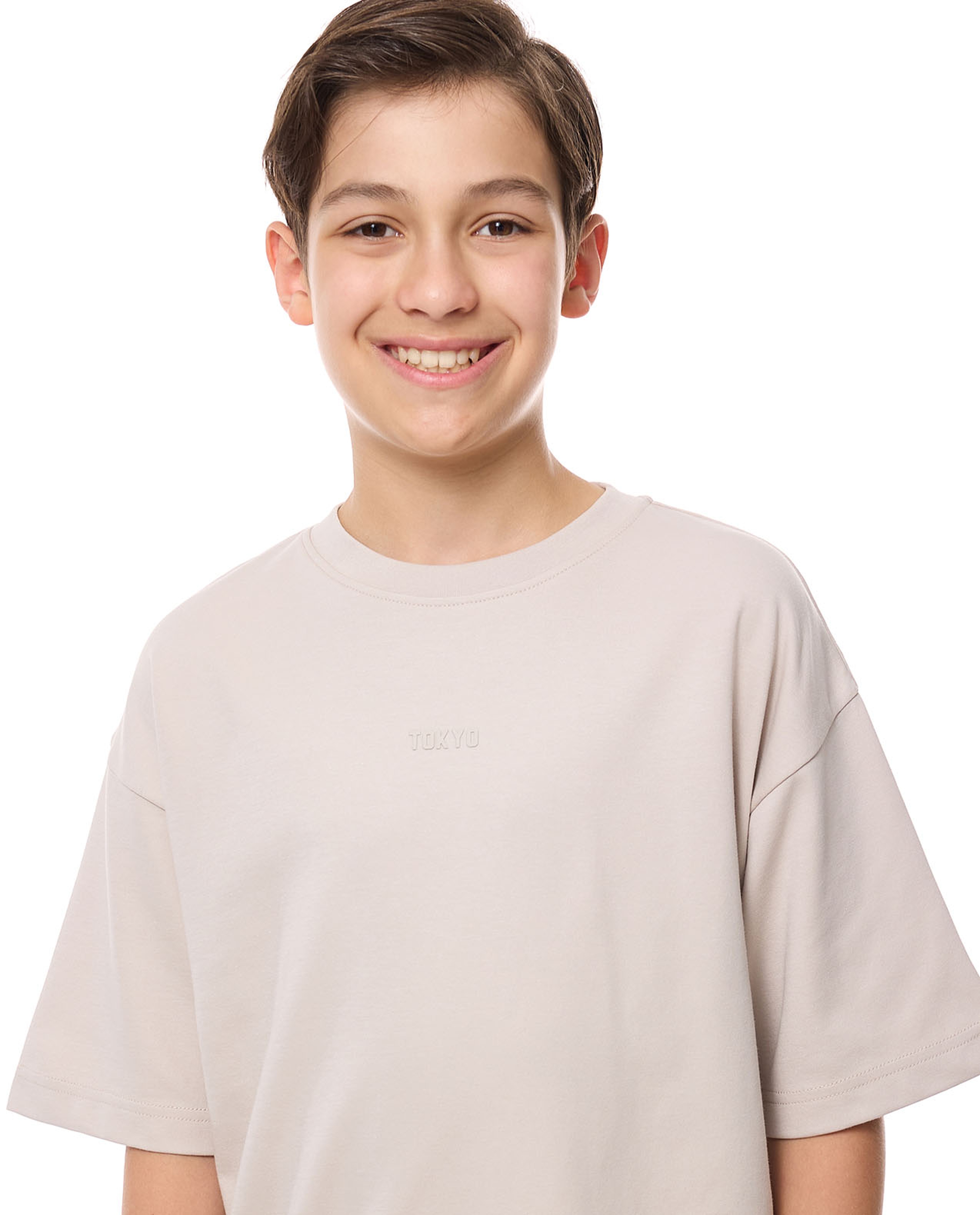Solid Oversized T-Shirt with Crew Neck and Short Sleeves