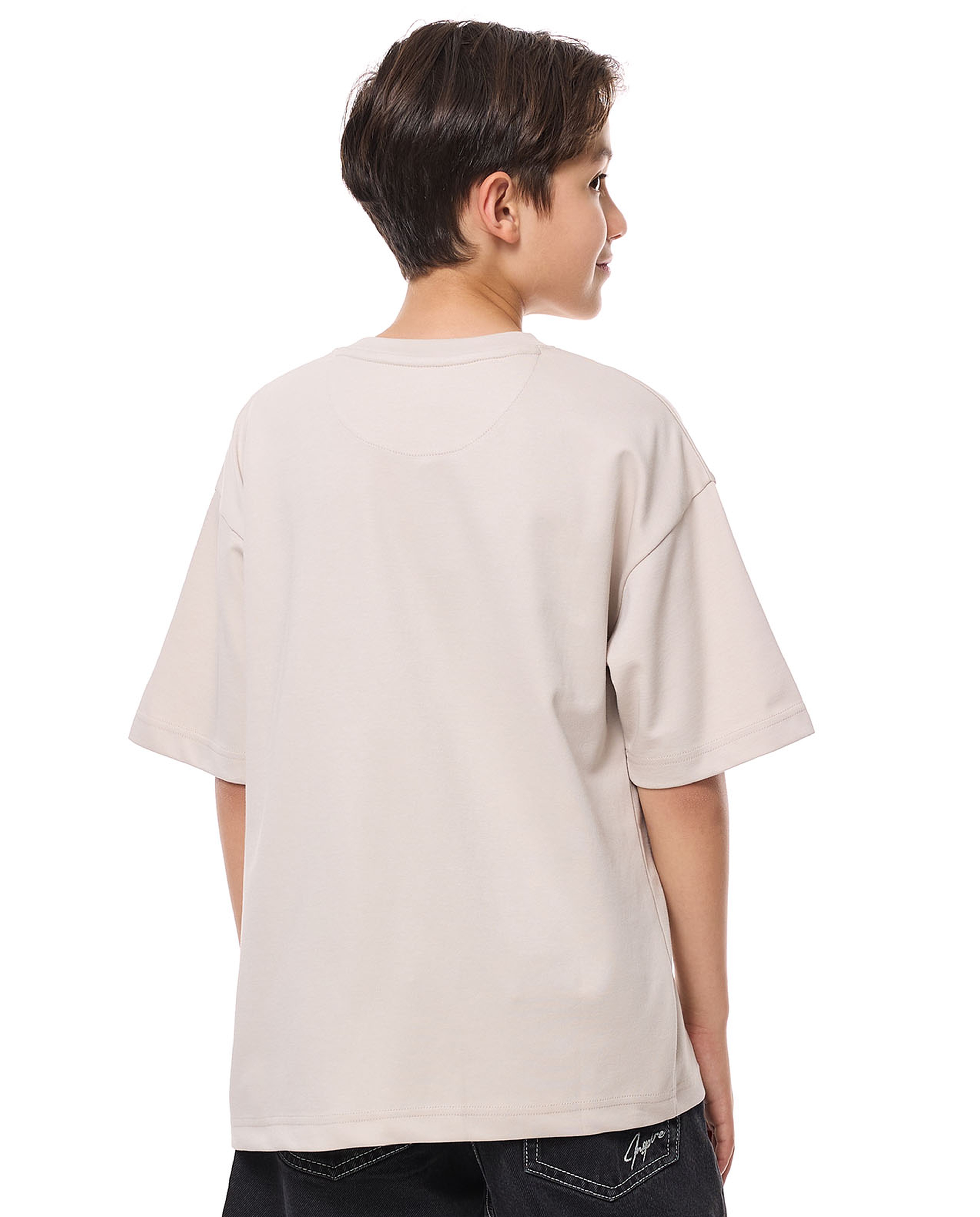Solid Oversized T-Shirt with Crew Neck and Short Sleeves