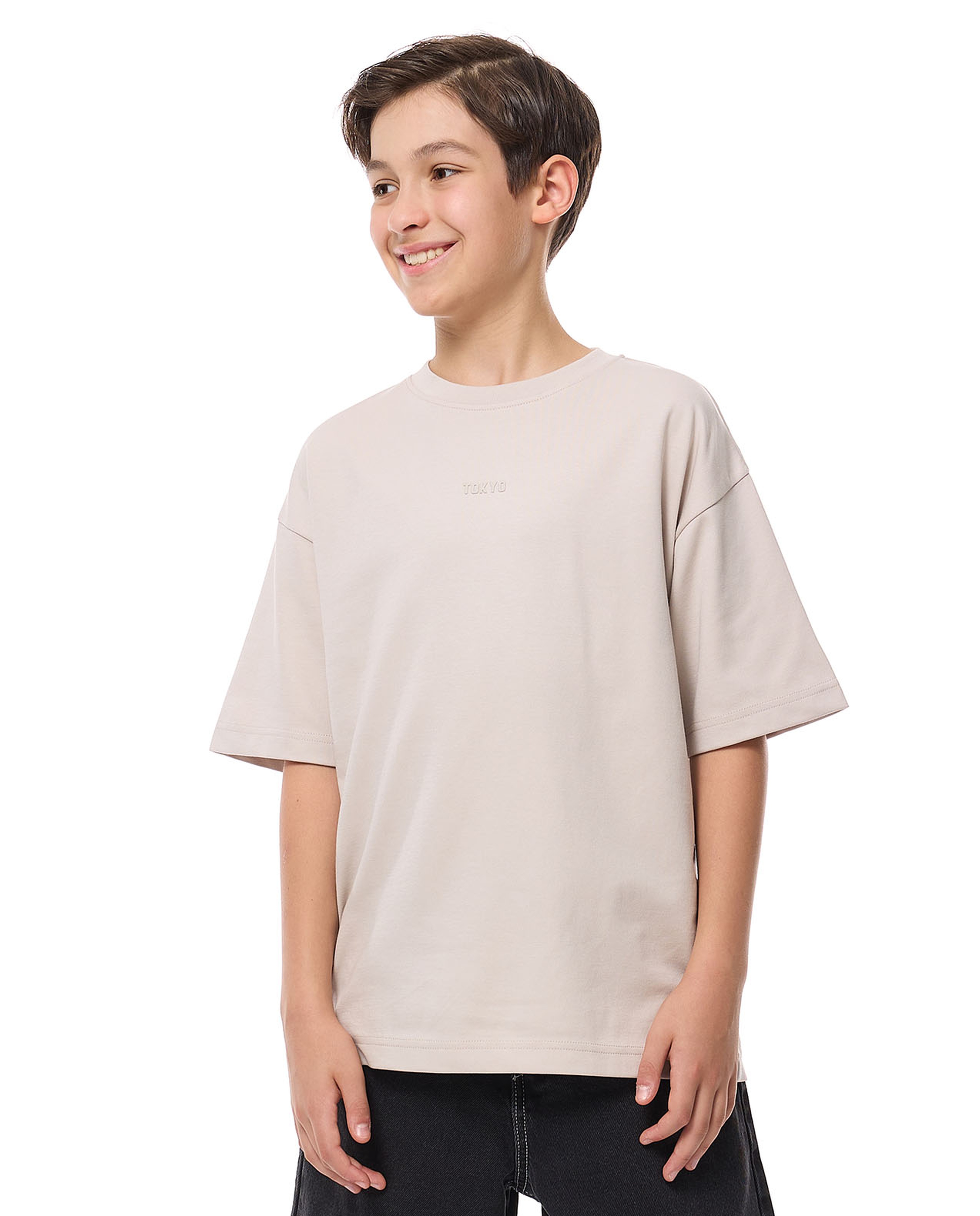 Solid Oversized T-Shirt with Crew Neck and Short Sleeves