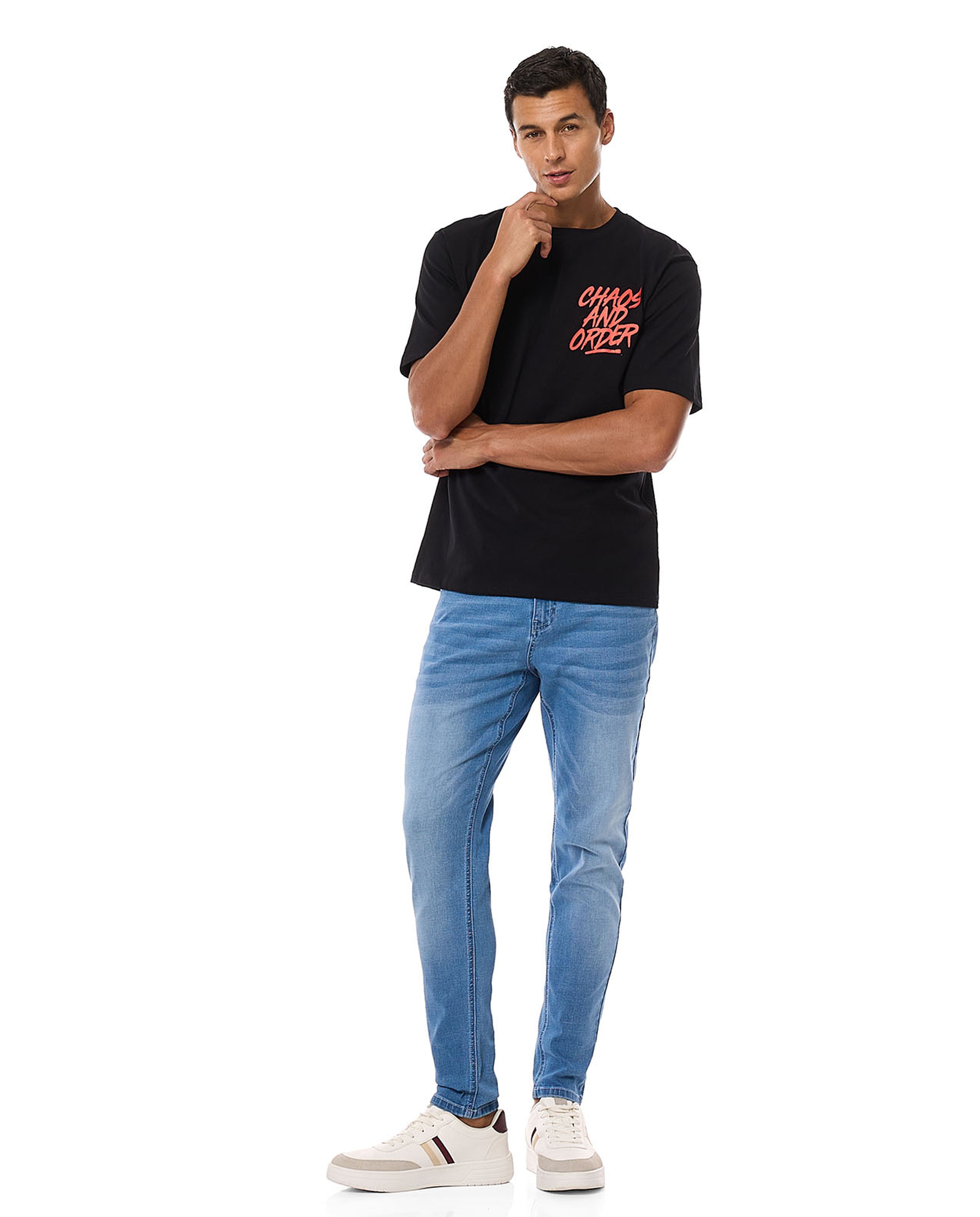 Back Printed T-Shirt with Crew Neck and Short Sleeves