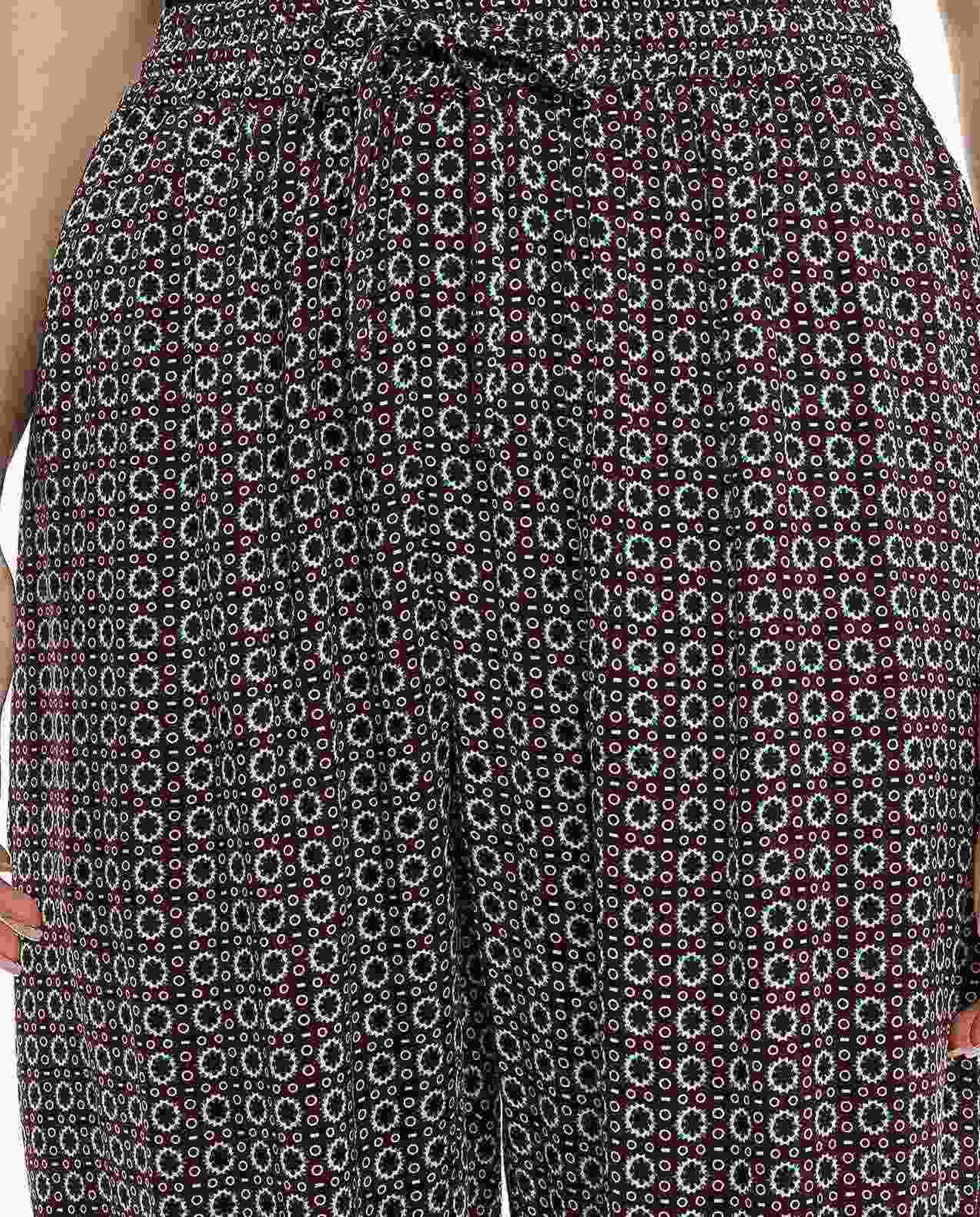 Patterned Lounge Pants with Drawstring Waist