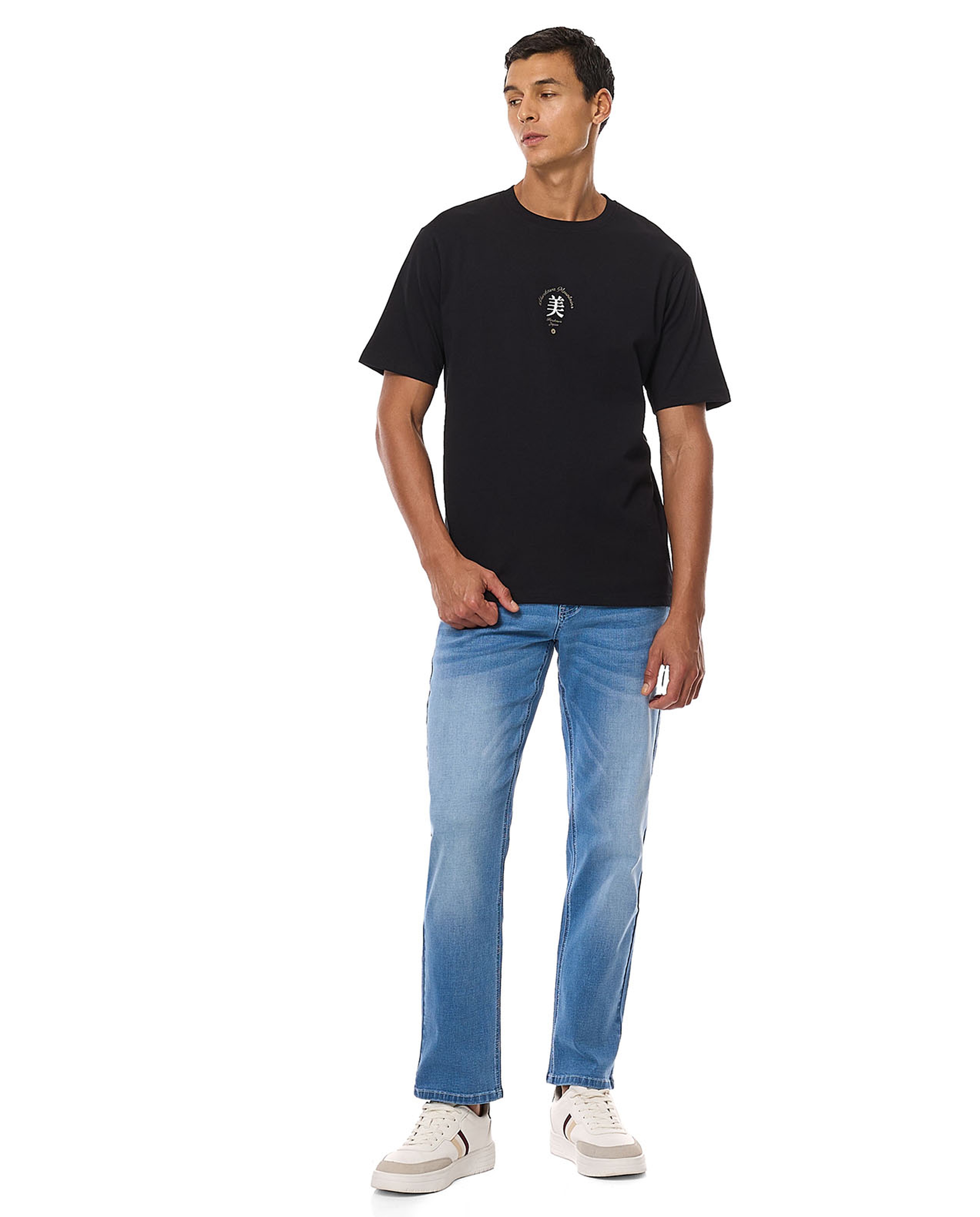 Back Printed T-Shirt with Crew Neck and Short Sleeves