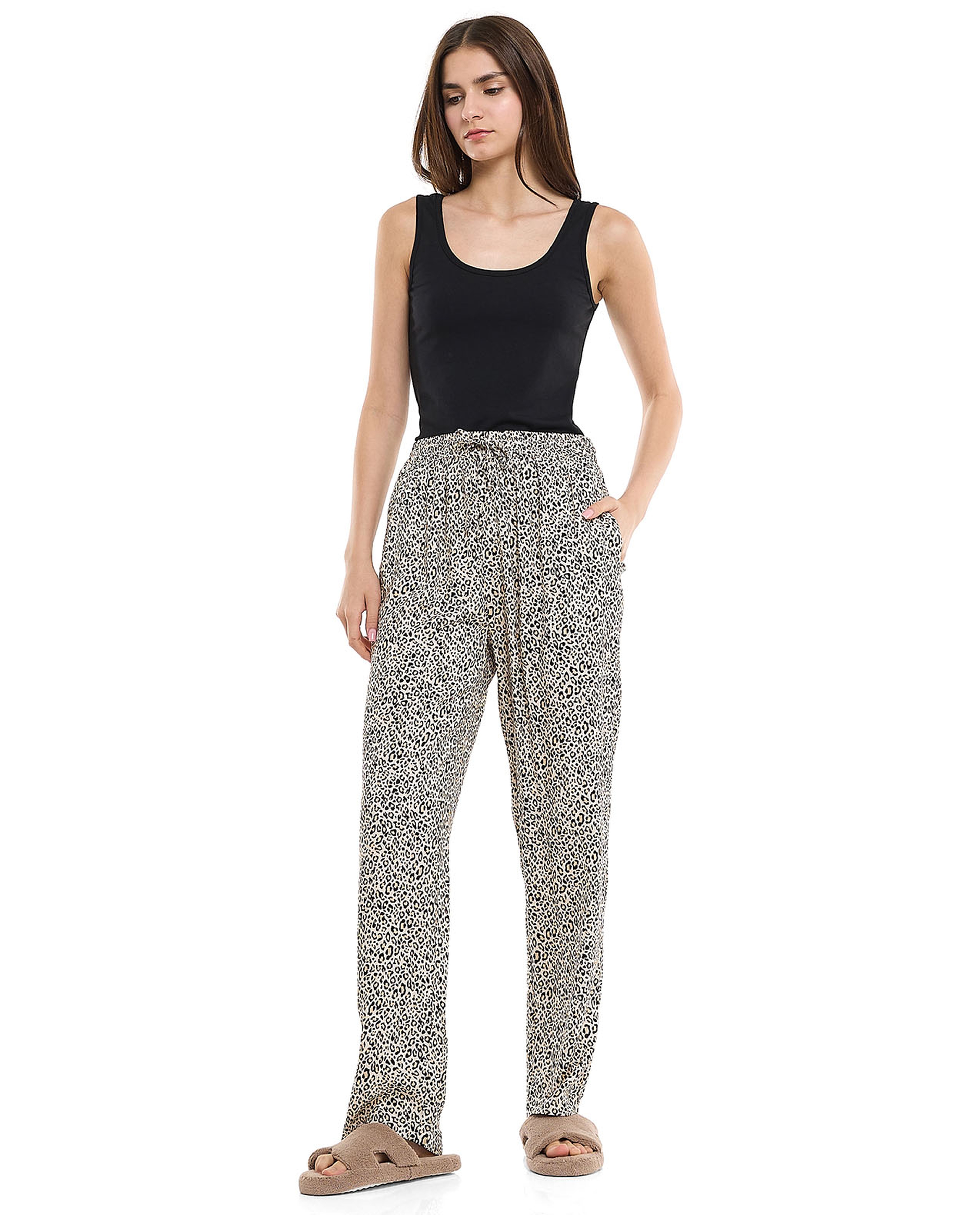 Patterned Lounge Pants with Drawstring Waist