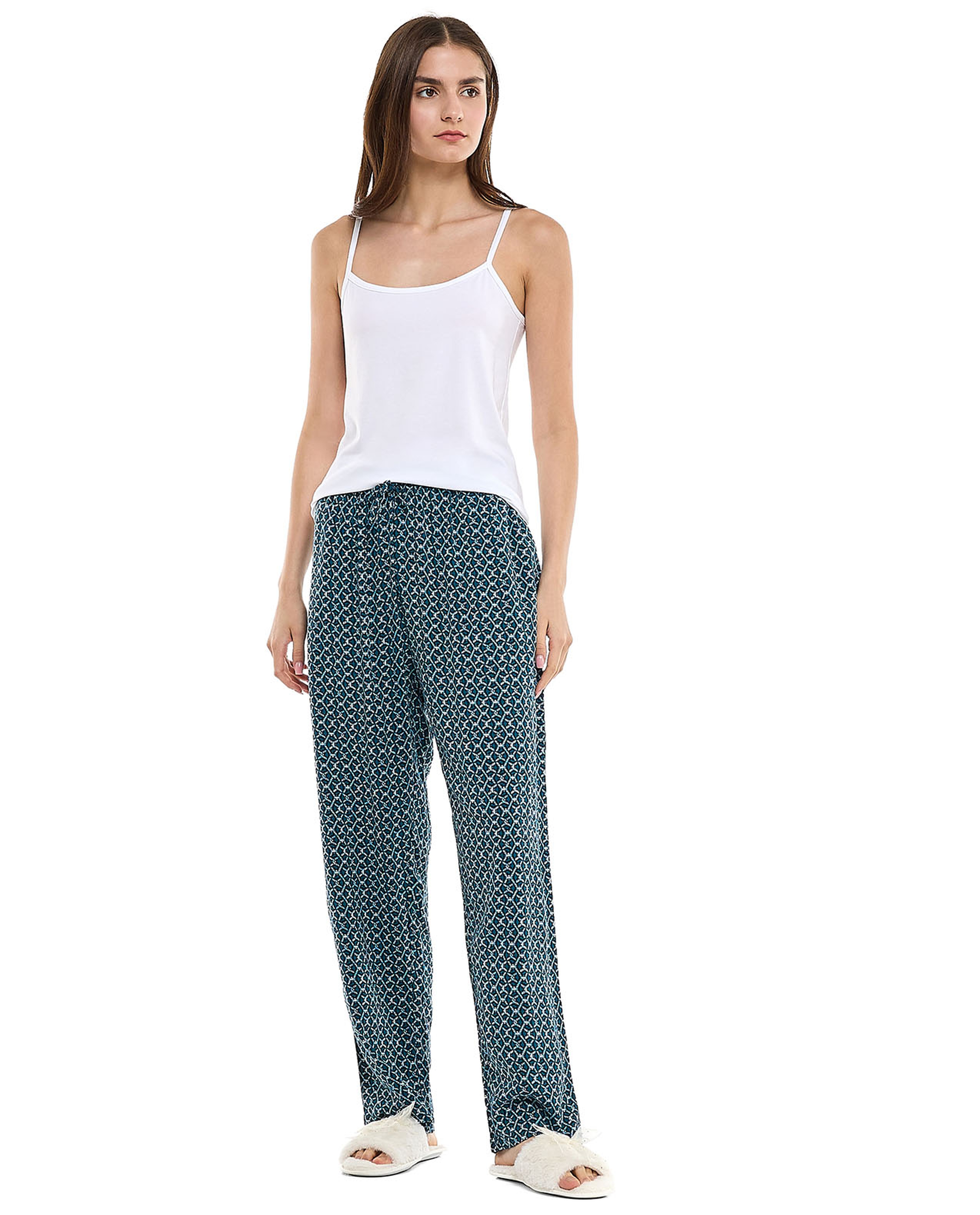 Patterned Lounge Pants with Drawstring Waist