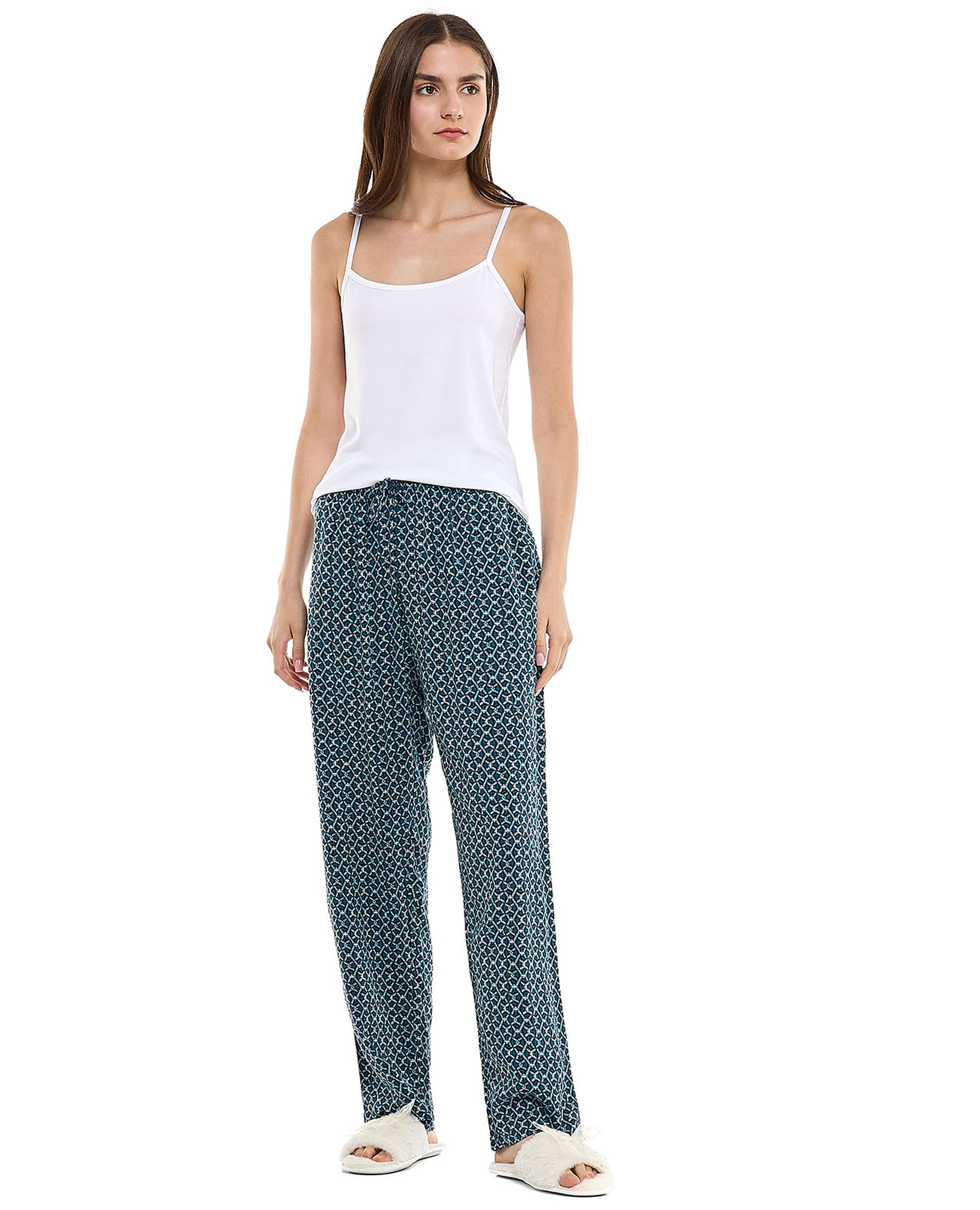 Patterned Lounge Pants with Drawstring Waist