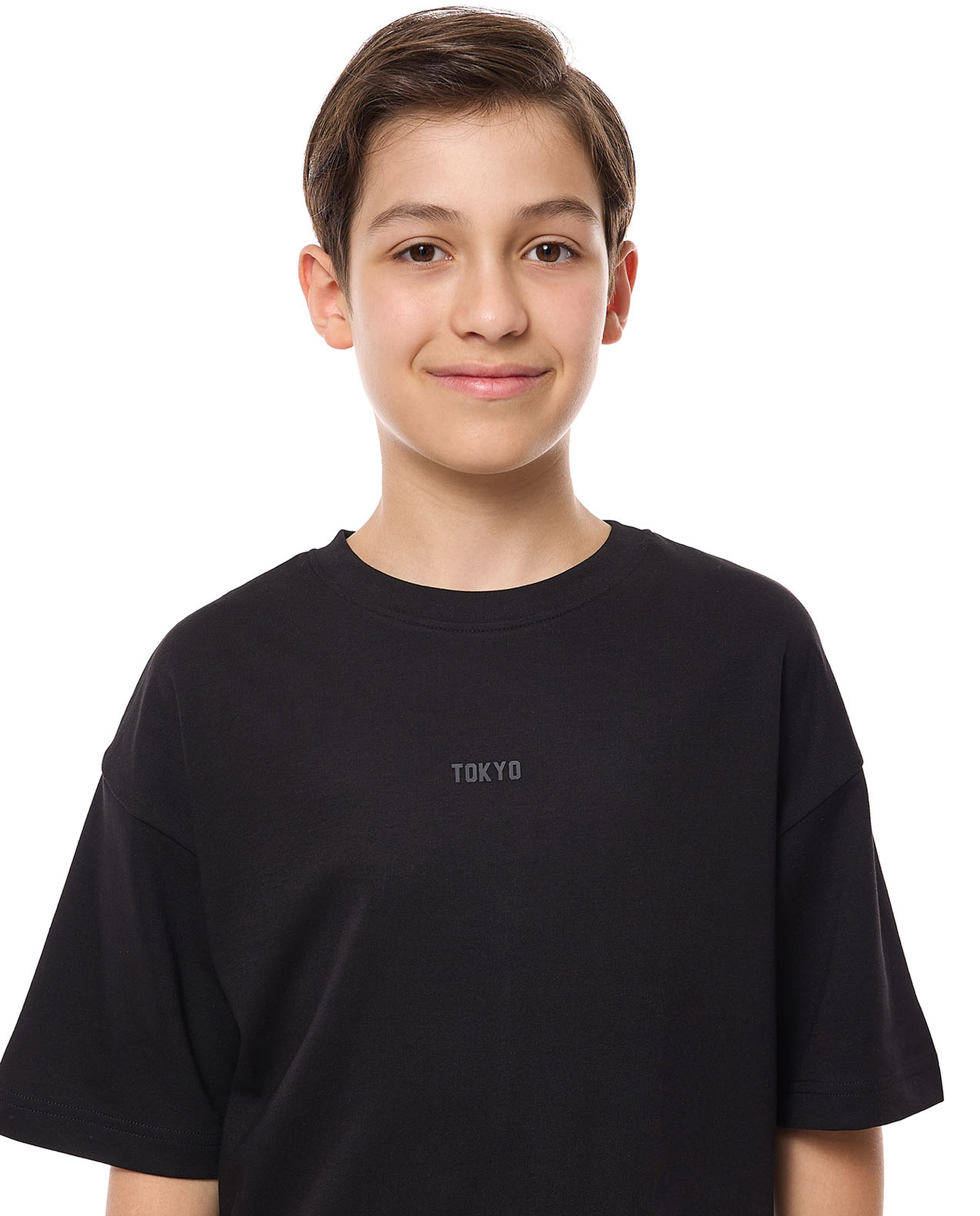 Solid Oversized T-Shirt with Crew Neck and Short Sleeves