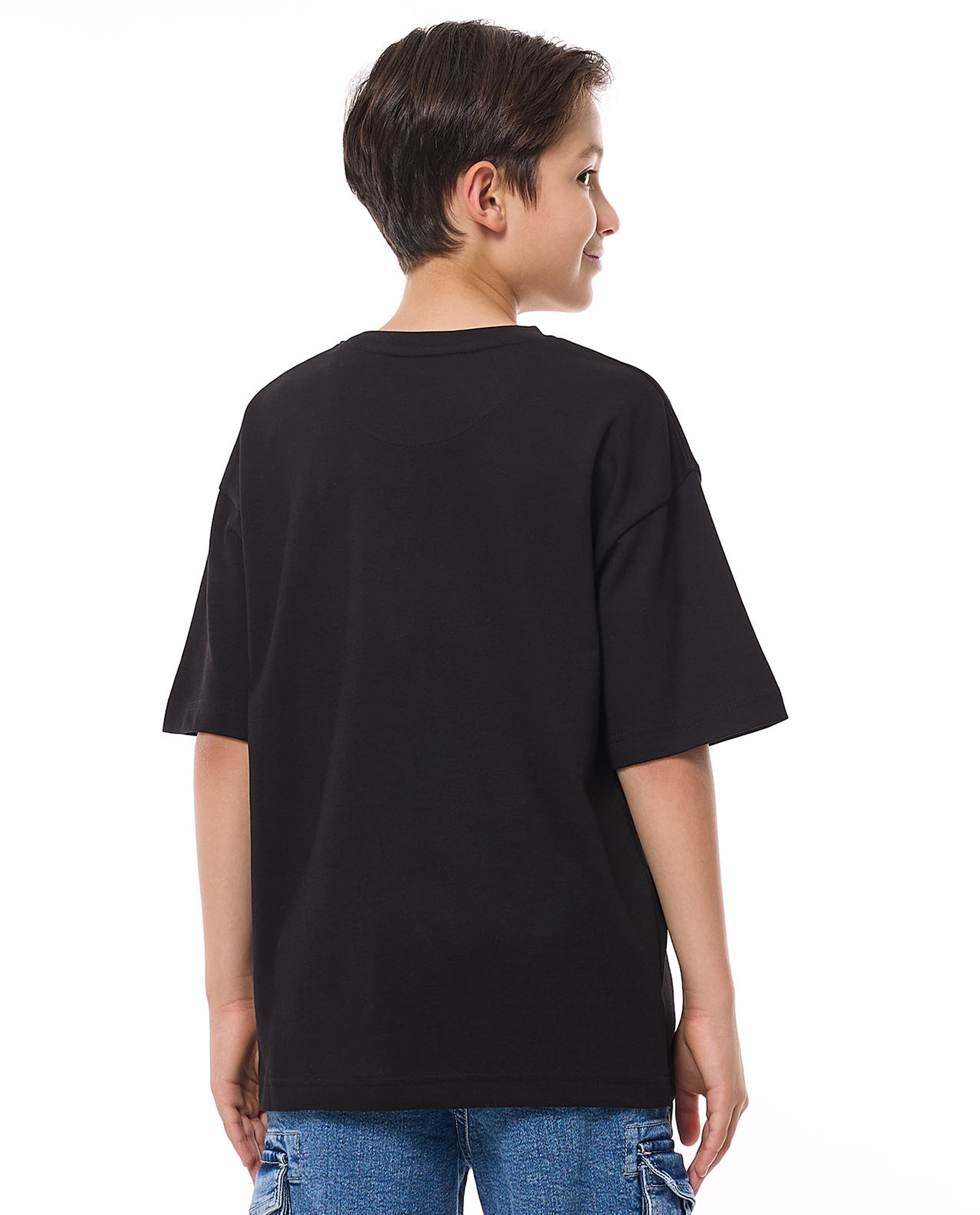 Solid Oversized T-Shirt with Crew Neck and Short Sleeves