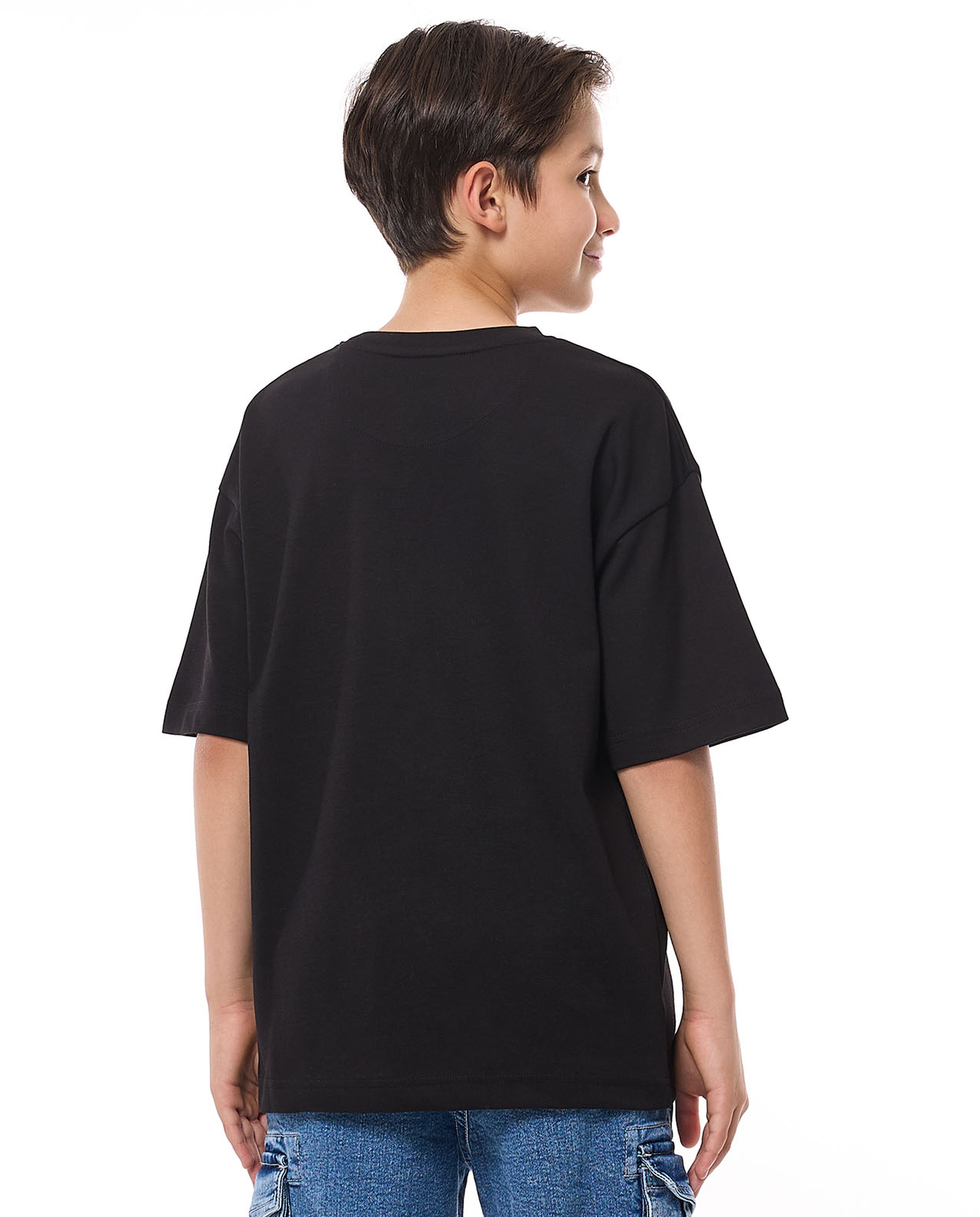 Solid Oversized T-Shirt with Crew Neck and Short Sleeves