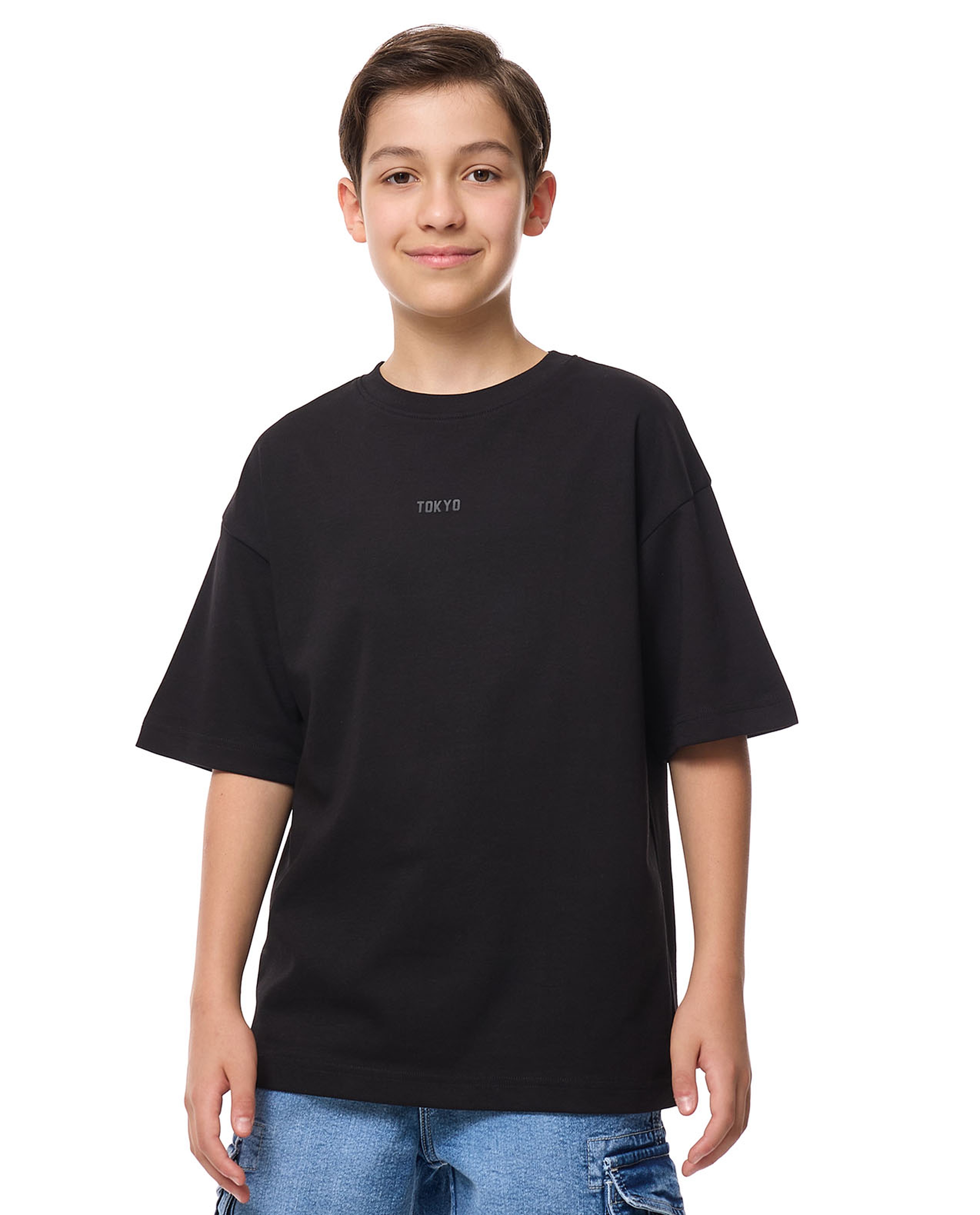 Solid Oversized T-Shirt with Crew Neck and Short Sleeves