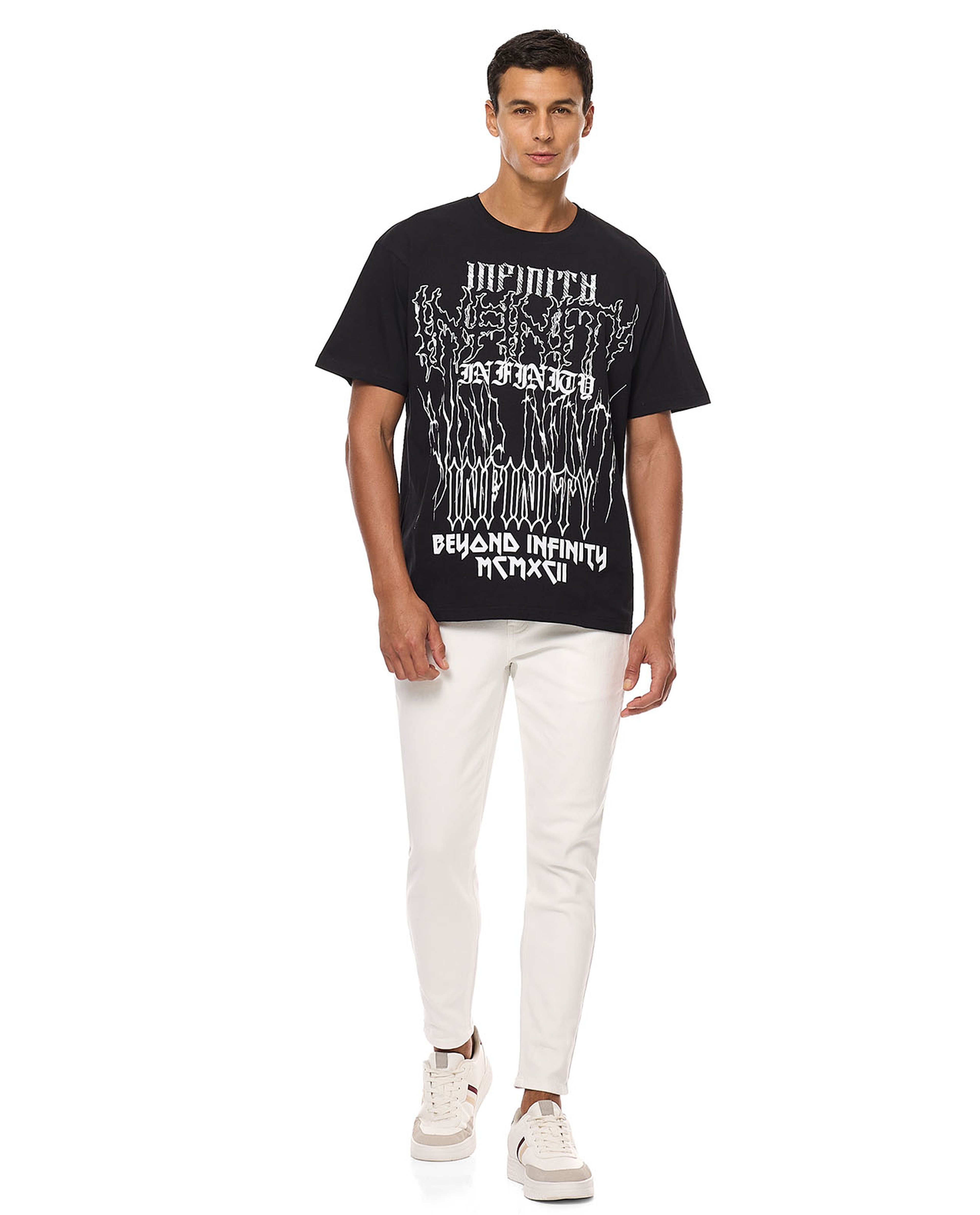 Printed T-Shirt with Crew Neck and Short Sleeves
