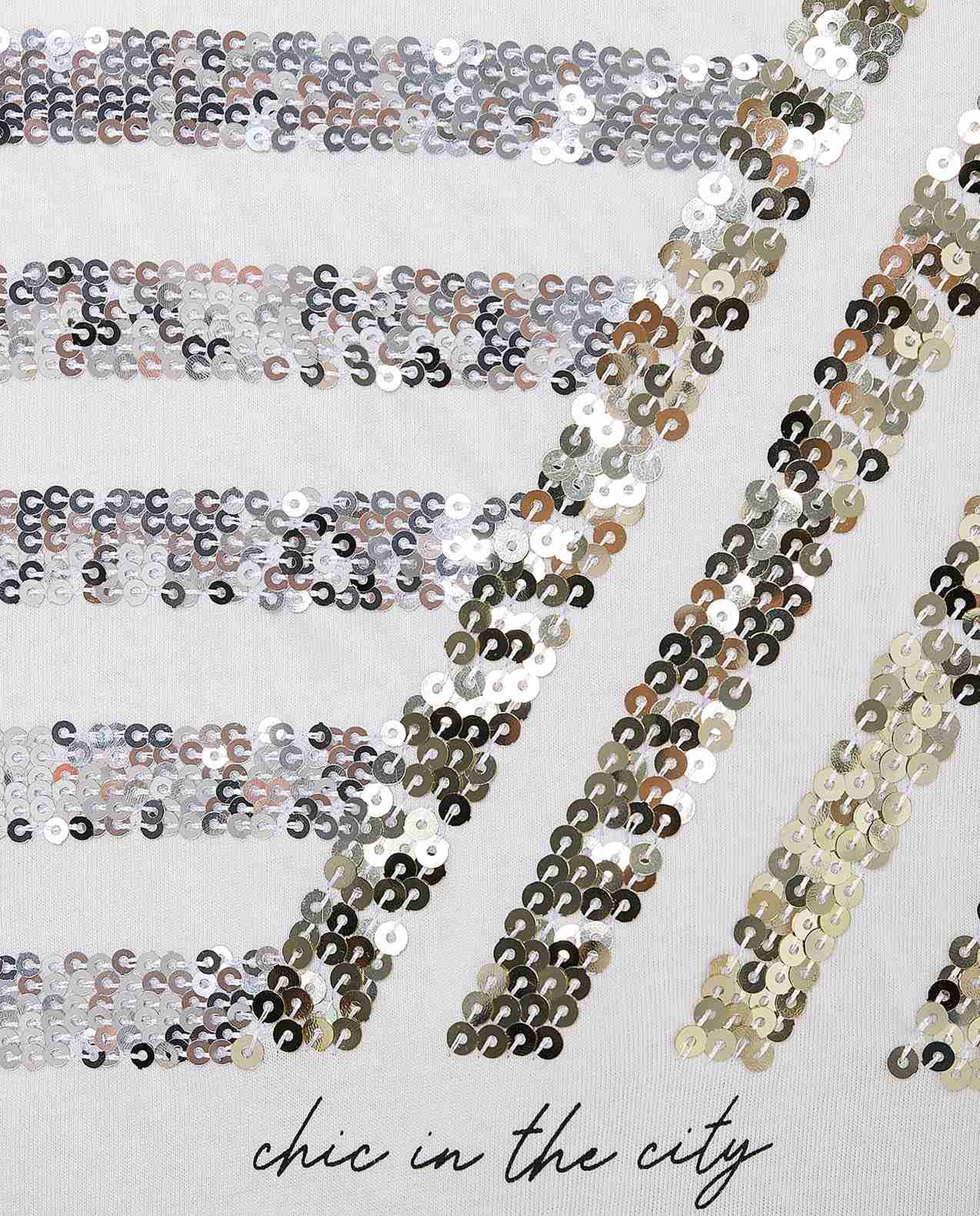 Sequined T-Shirt with Crew Neck and Short Sleeves