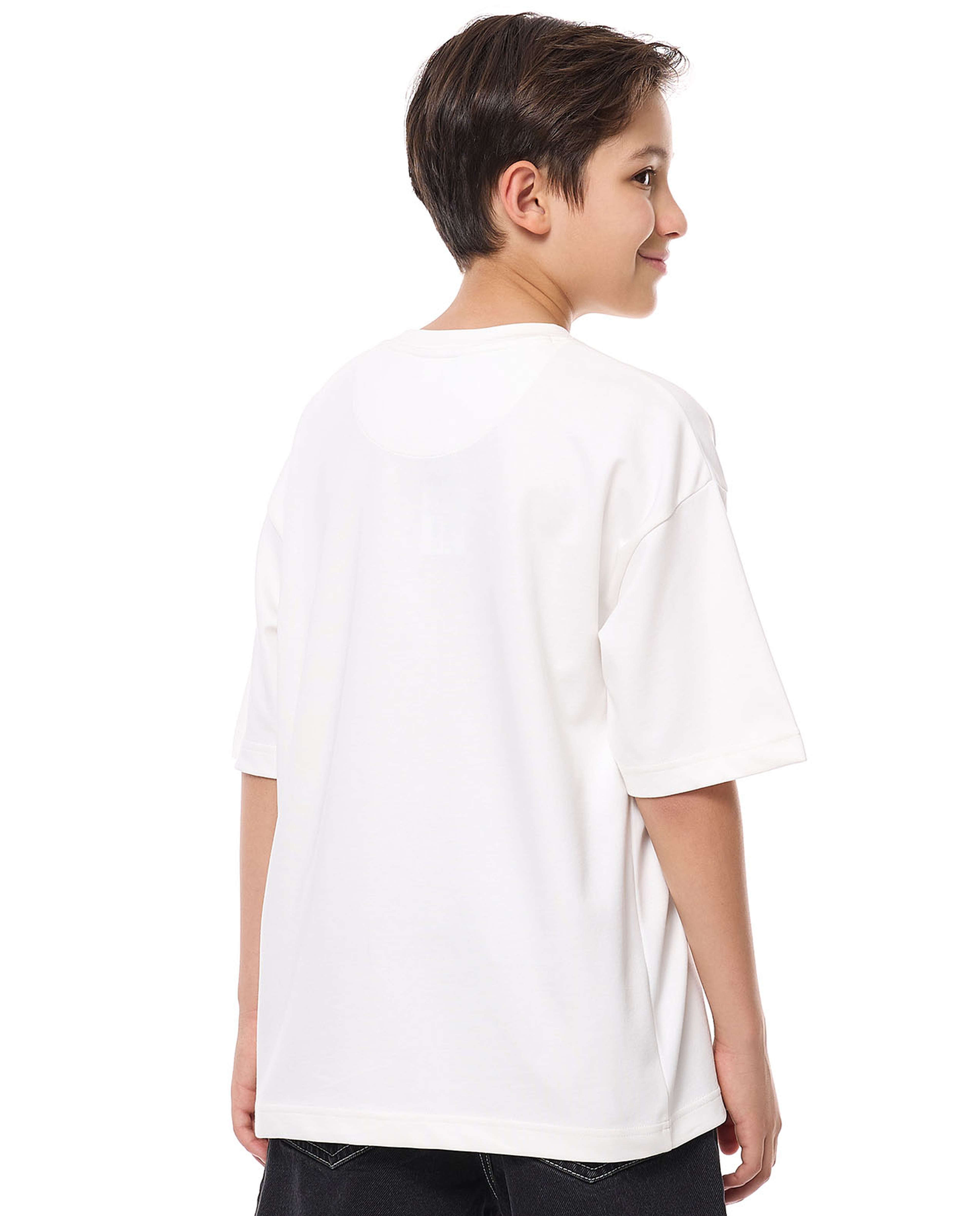 Solid Oversized T-Shirt with Crew Neck and Short Sleeves