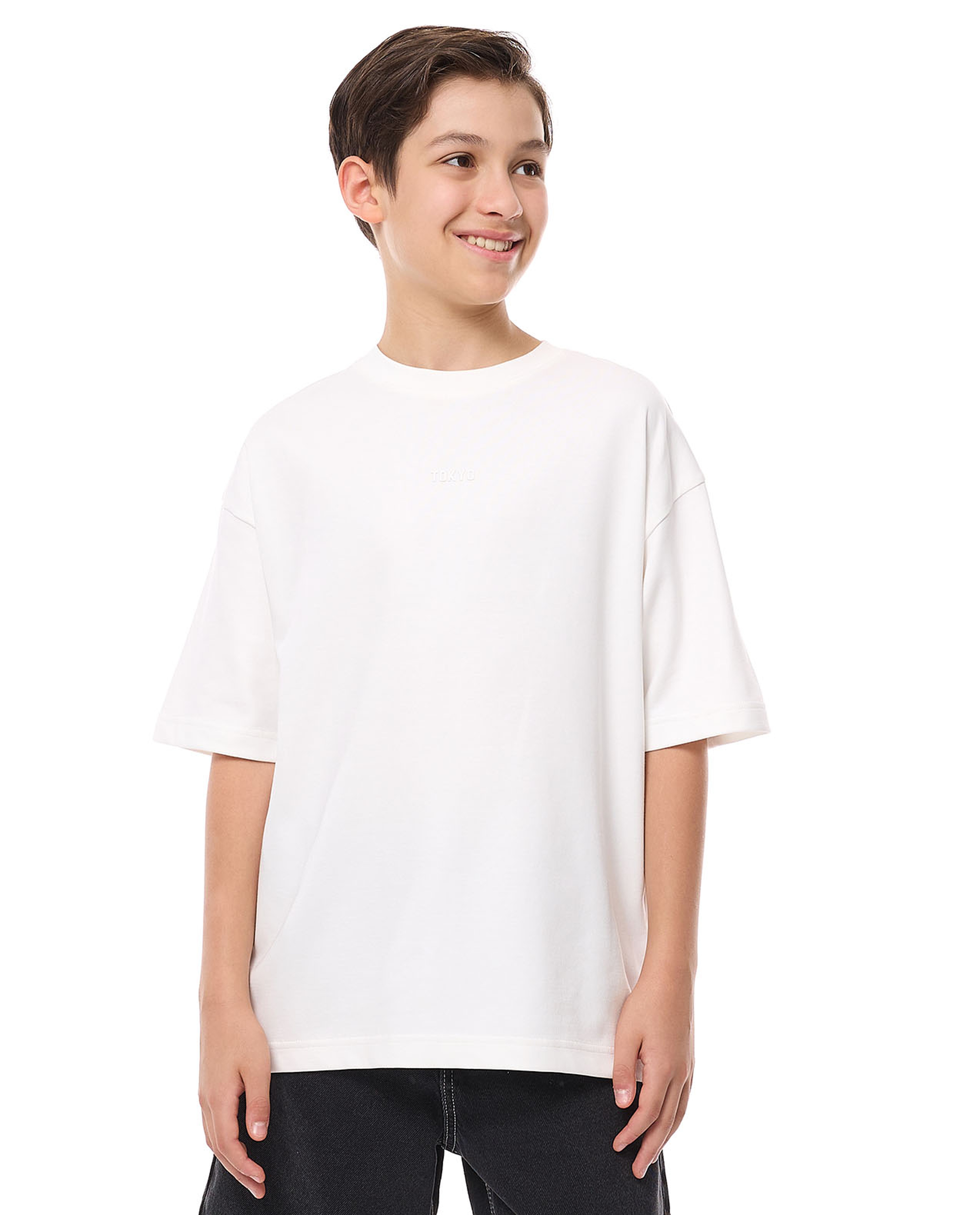 Solid Oversized T-Shirt with Crew Neck and Short Sleeves