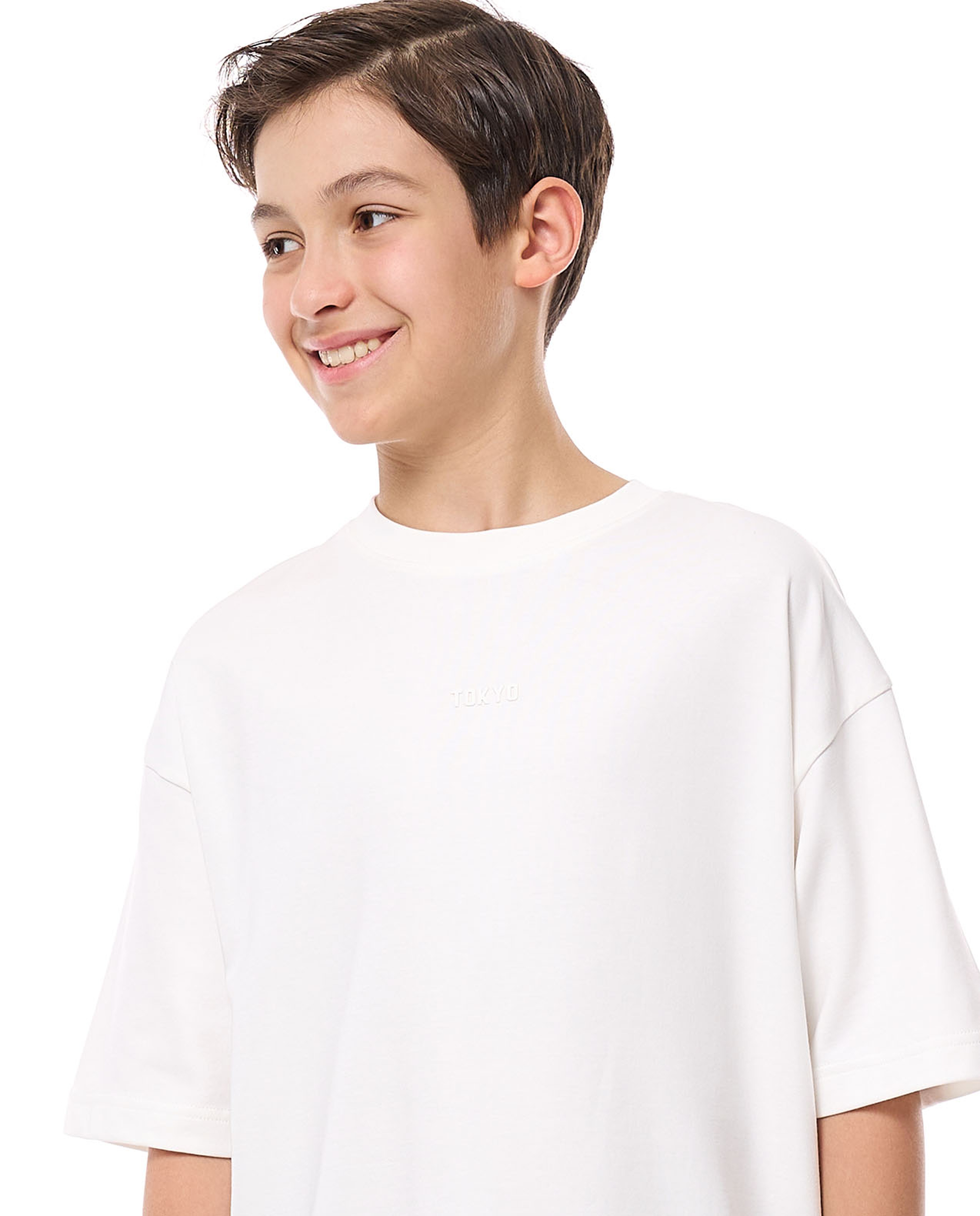 Solid Oversized T-Shirt with Crew Neck and Short Sleeves
