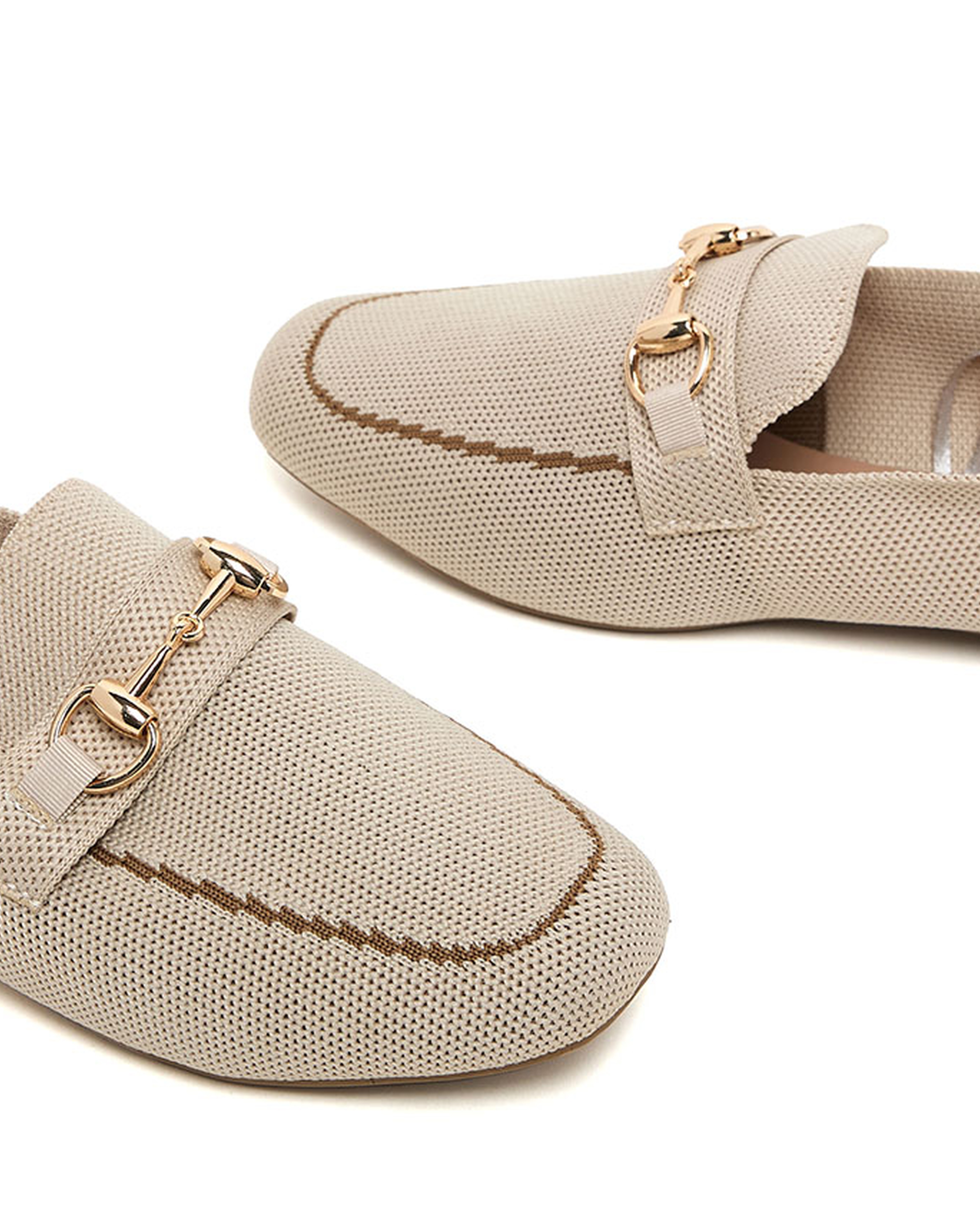 Metal Accessory Knitted Loafers