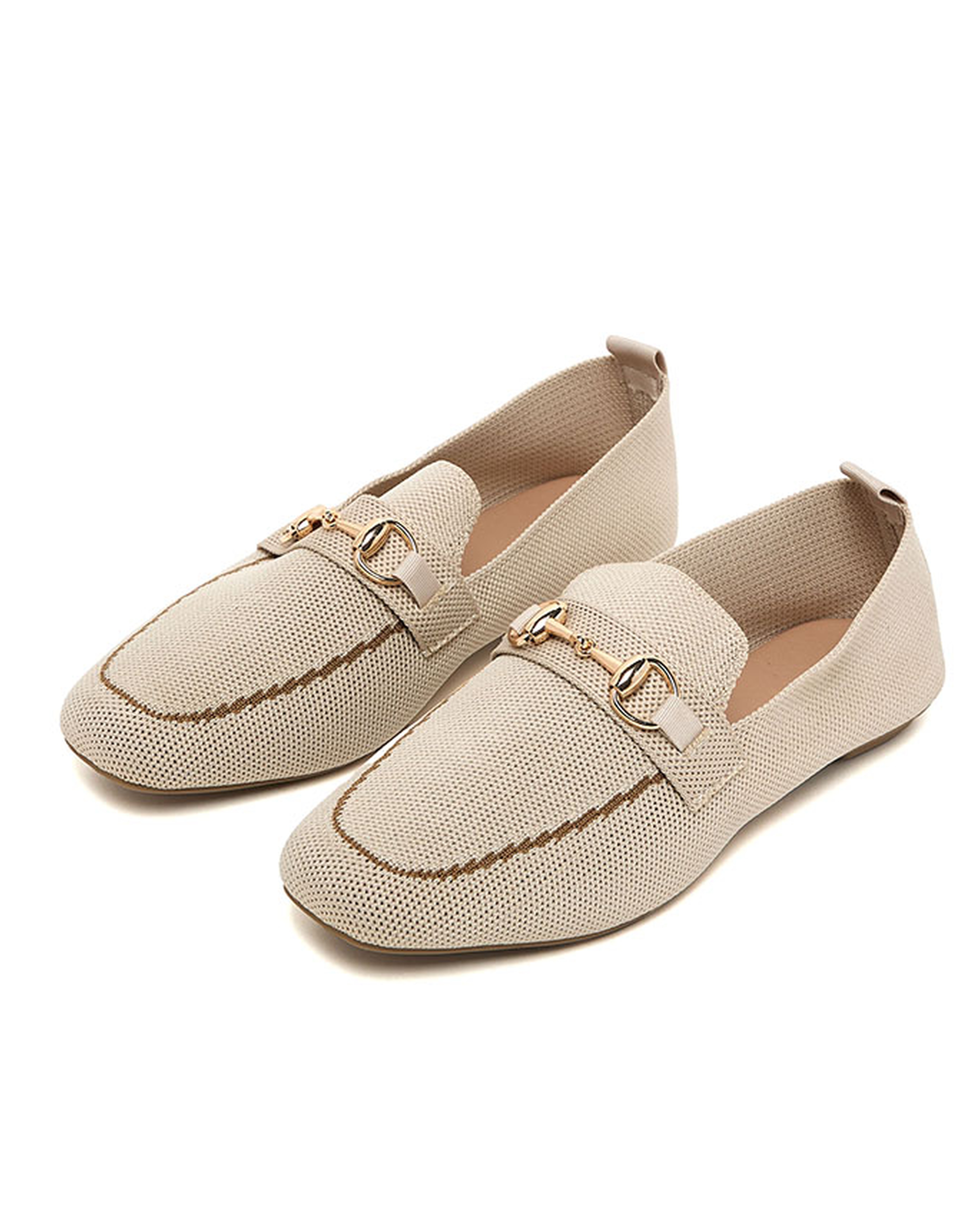 Metal Accessory Knitted Loafers