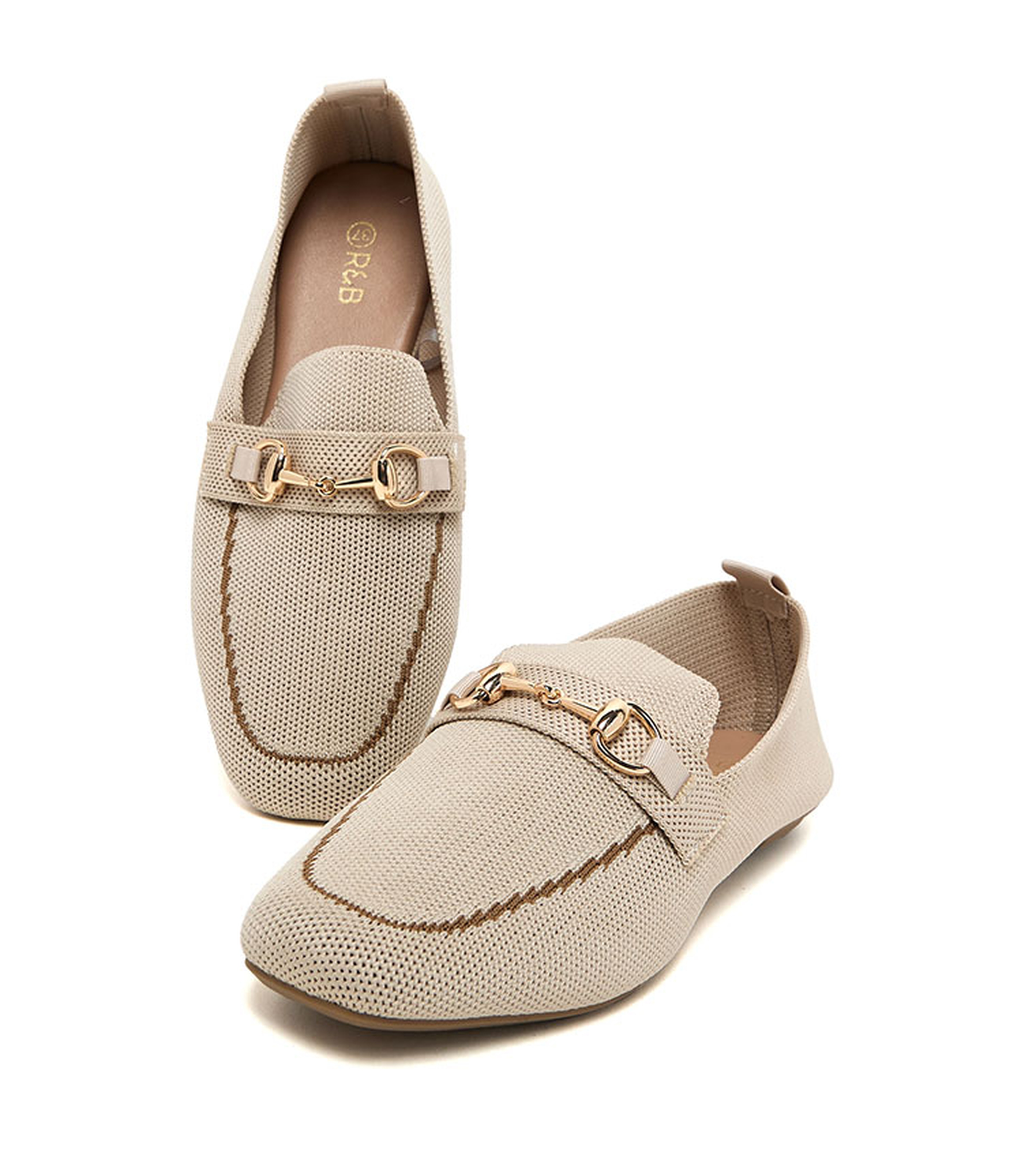 Metal Accessory Knitted Loafers