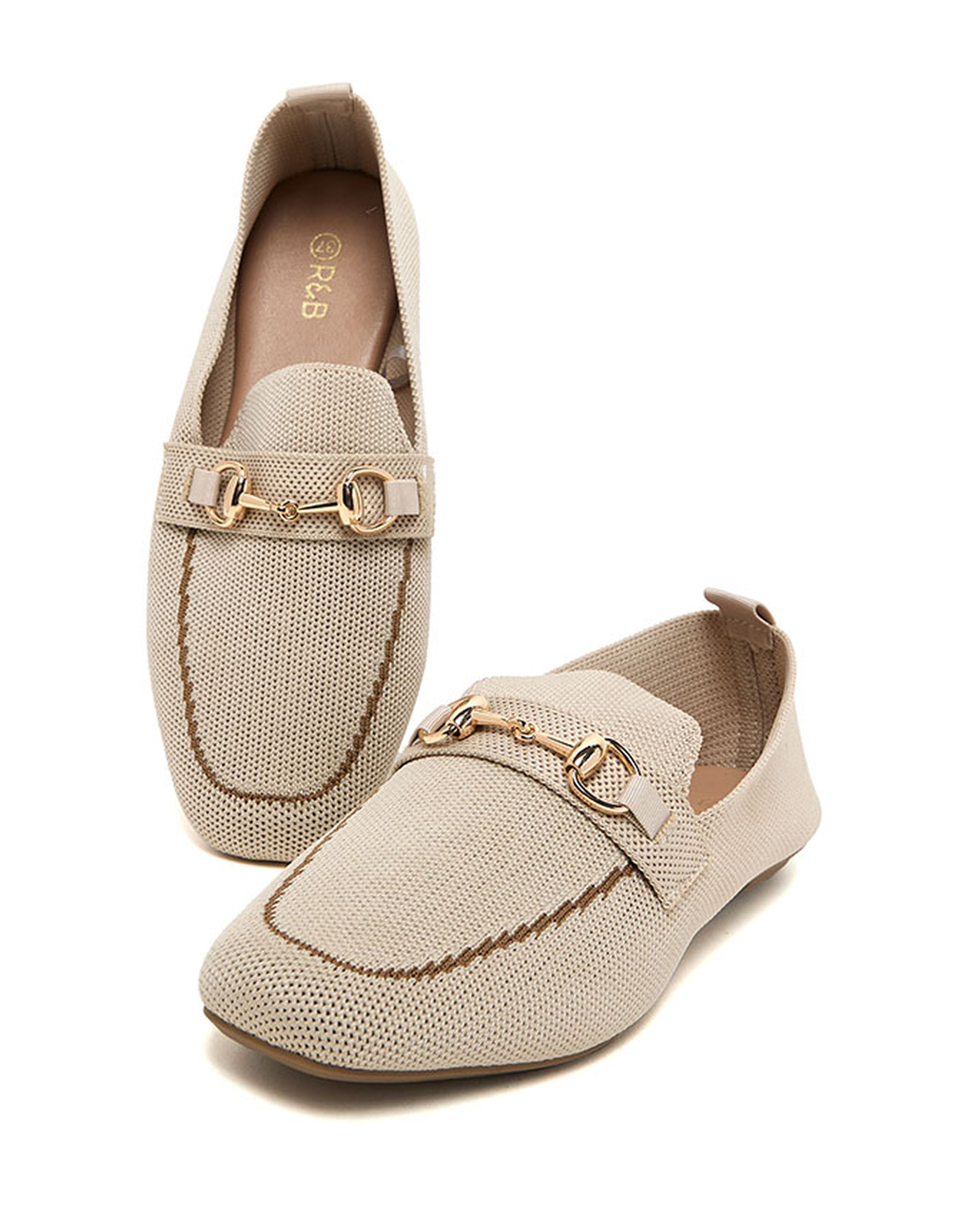 Metal Accessory Knitted Loafers