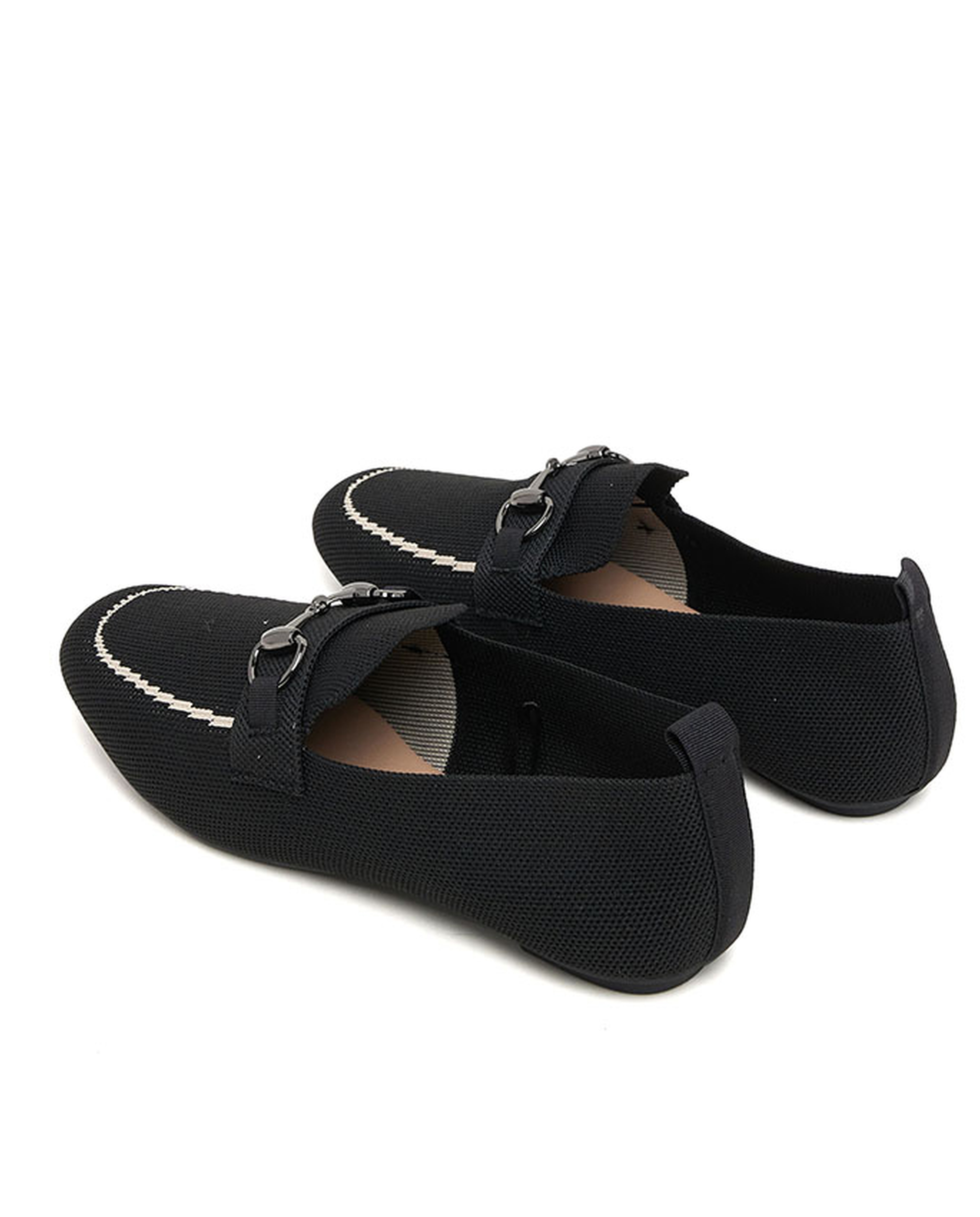 Metal Accessory Knitted Loafers