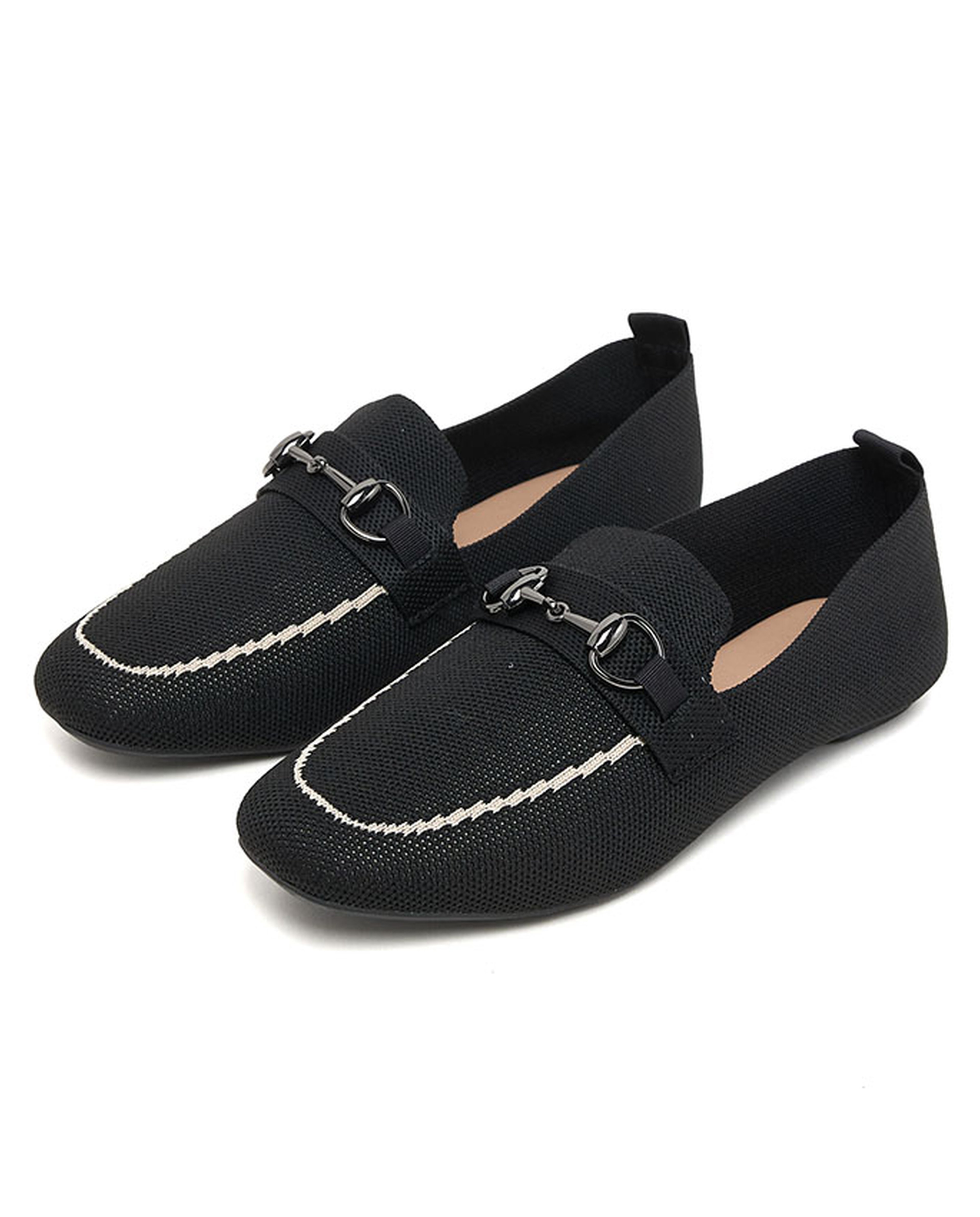 Metal Accessory Knitted Loafers