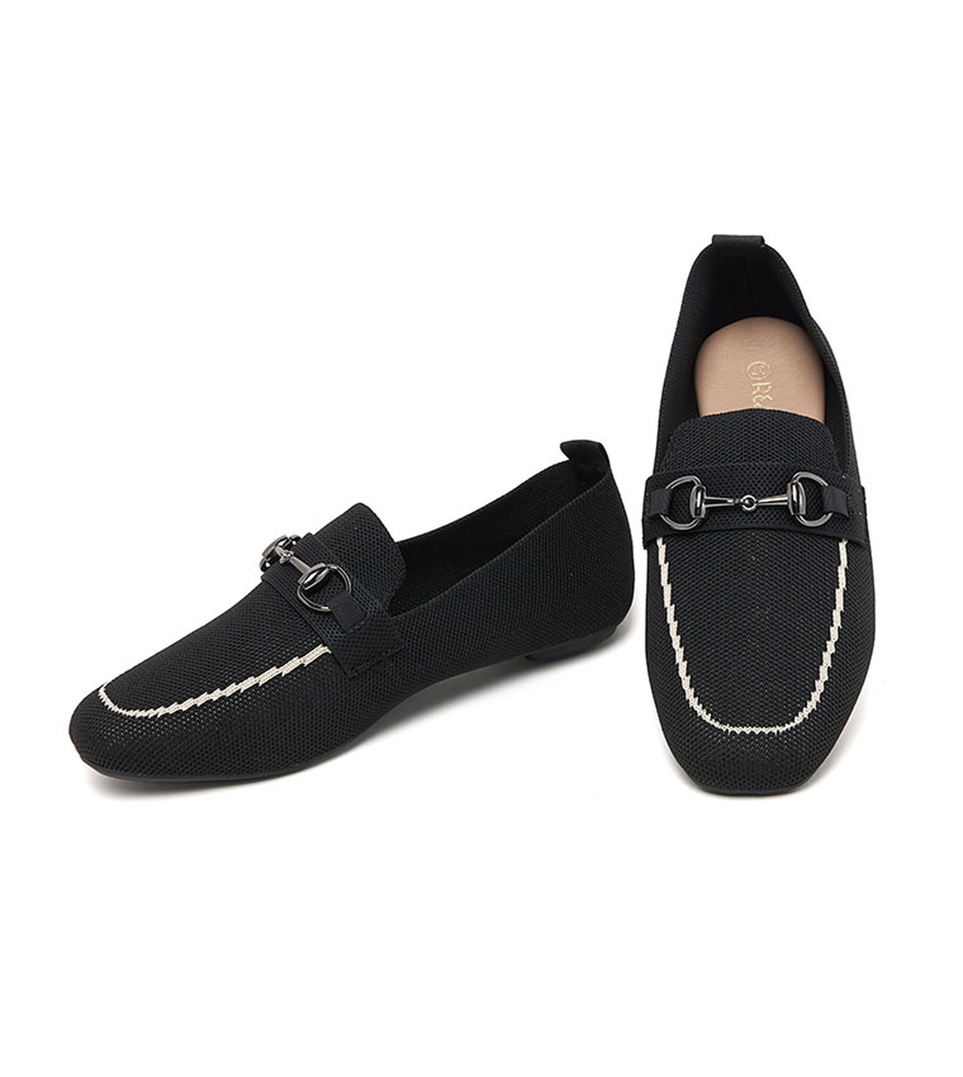 Metal Accessory Knitted Loafers