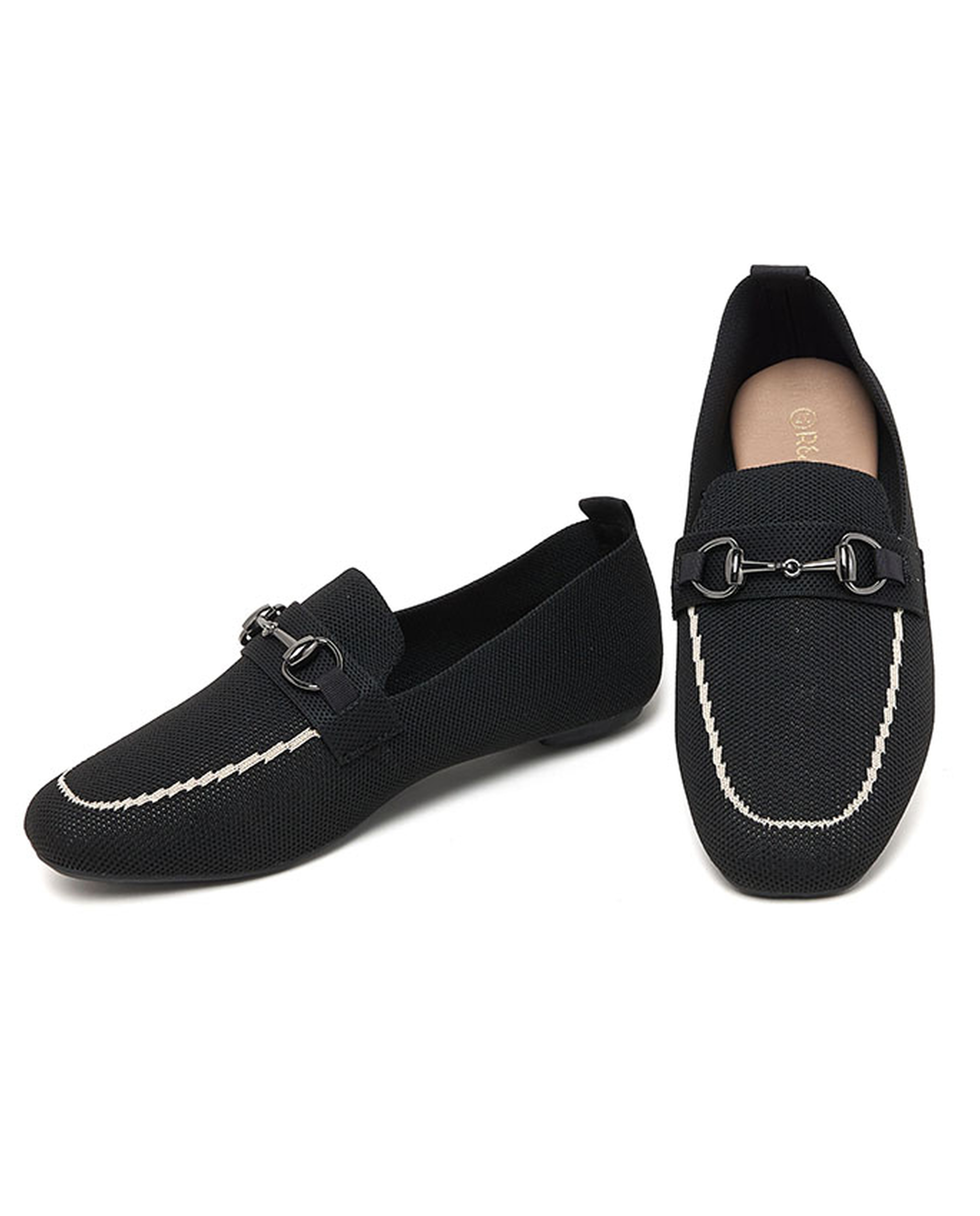 Metal Accessory Knitted Loafers