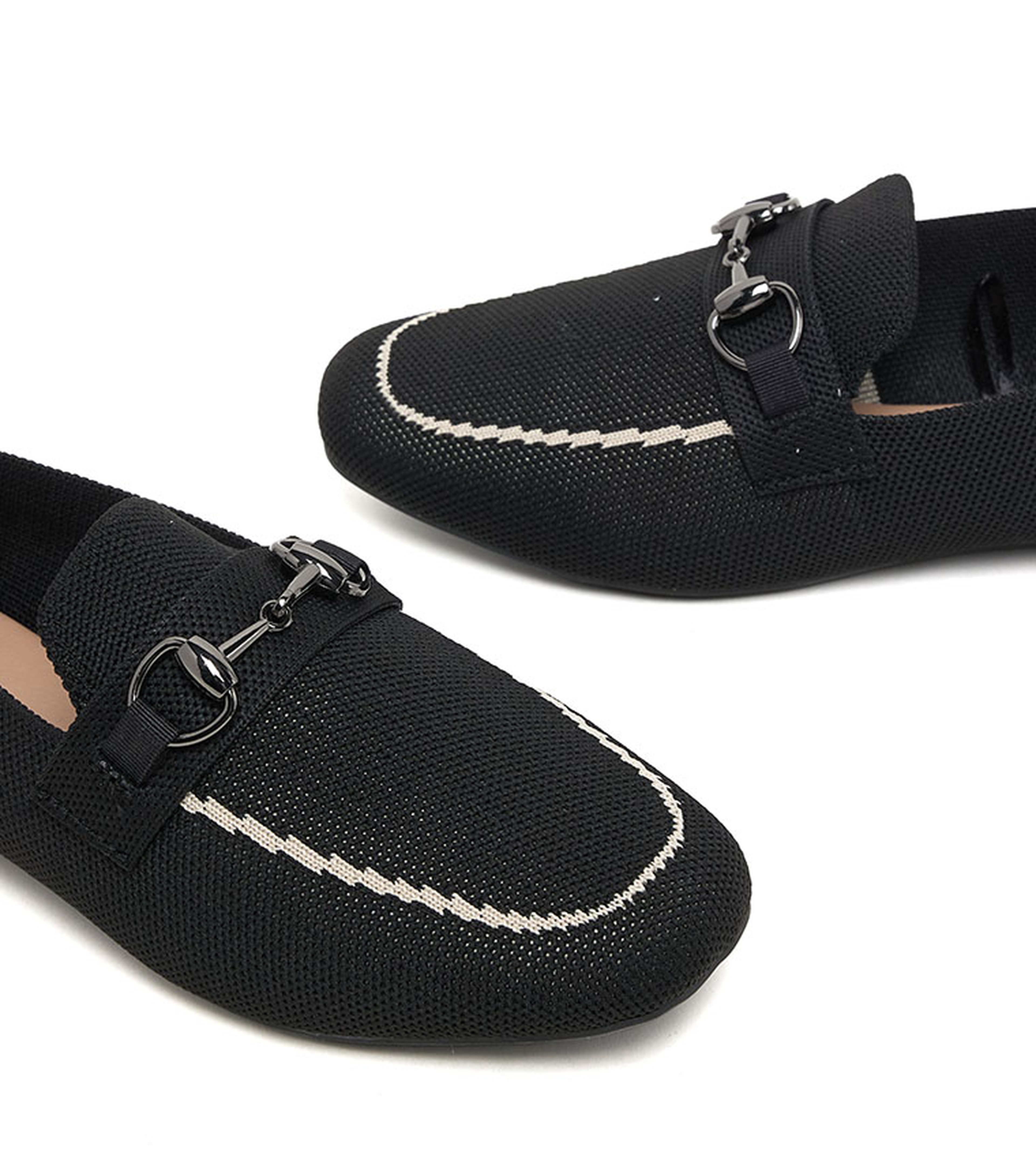 Metal Accessory Knitted Loafers