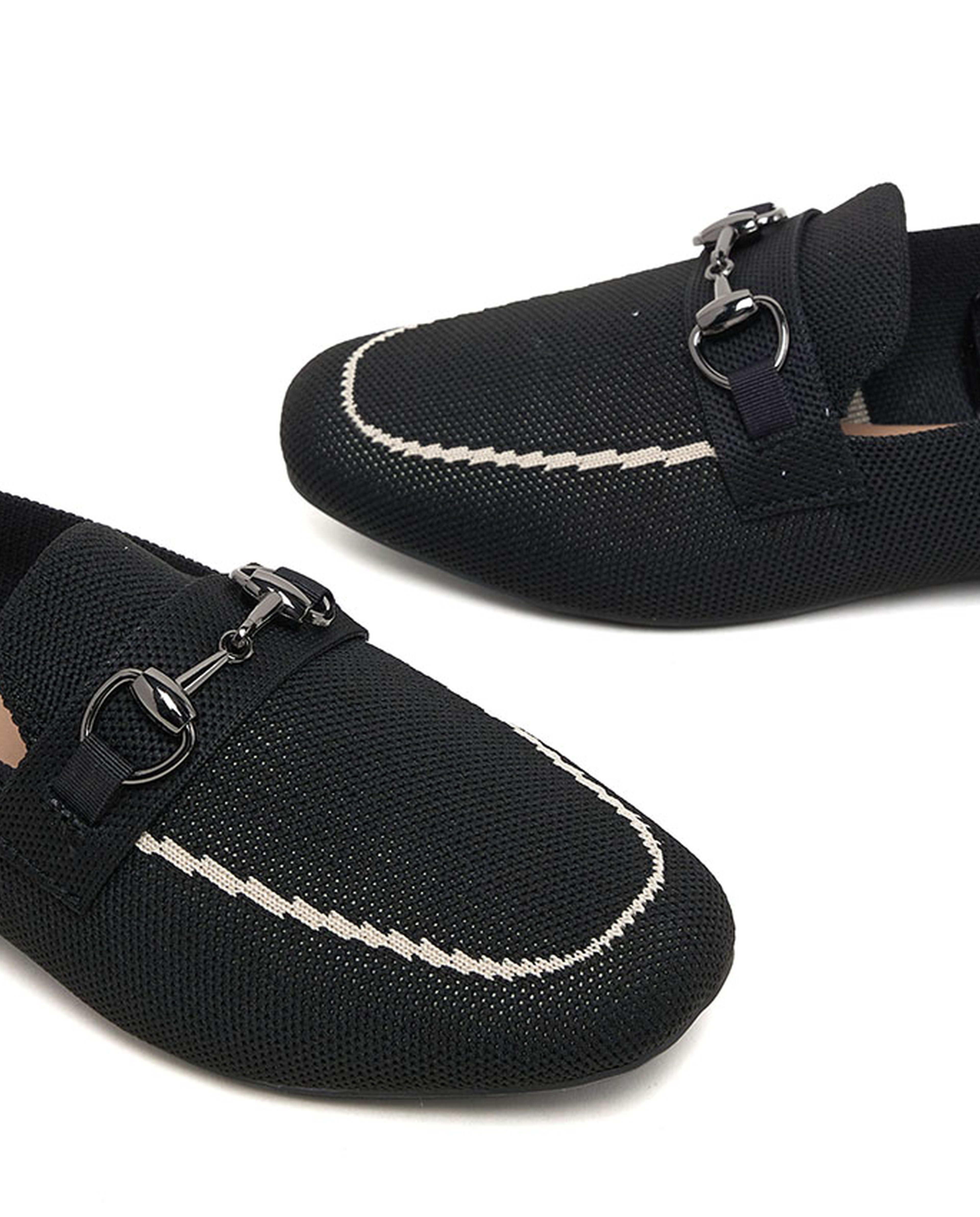 Metal Accessory Knitted Loafers