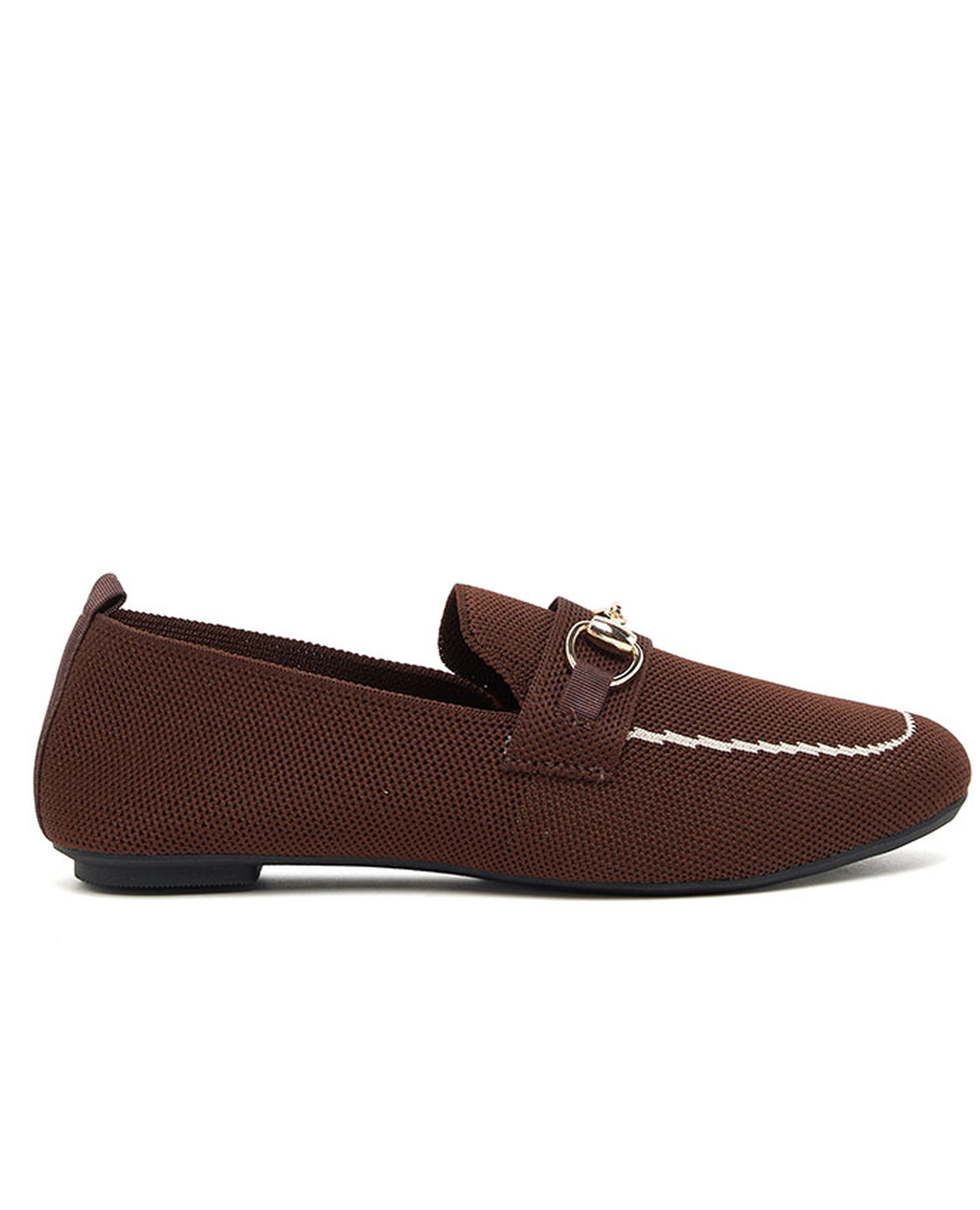 Metal Accessory Knitted Loafers