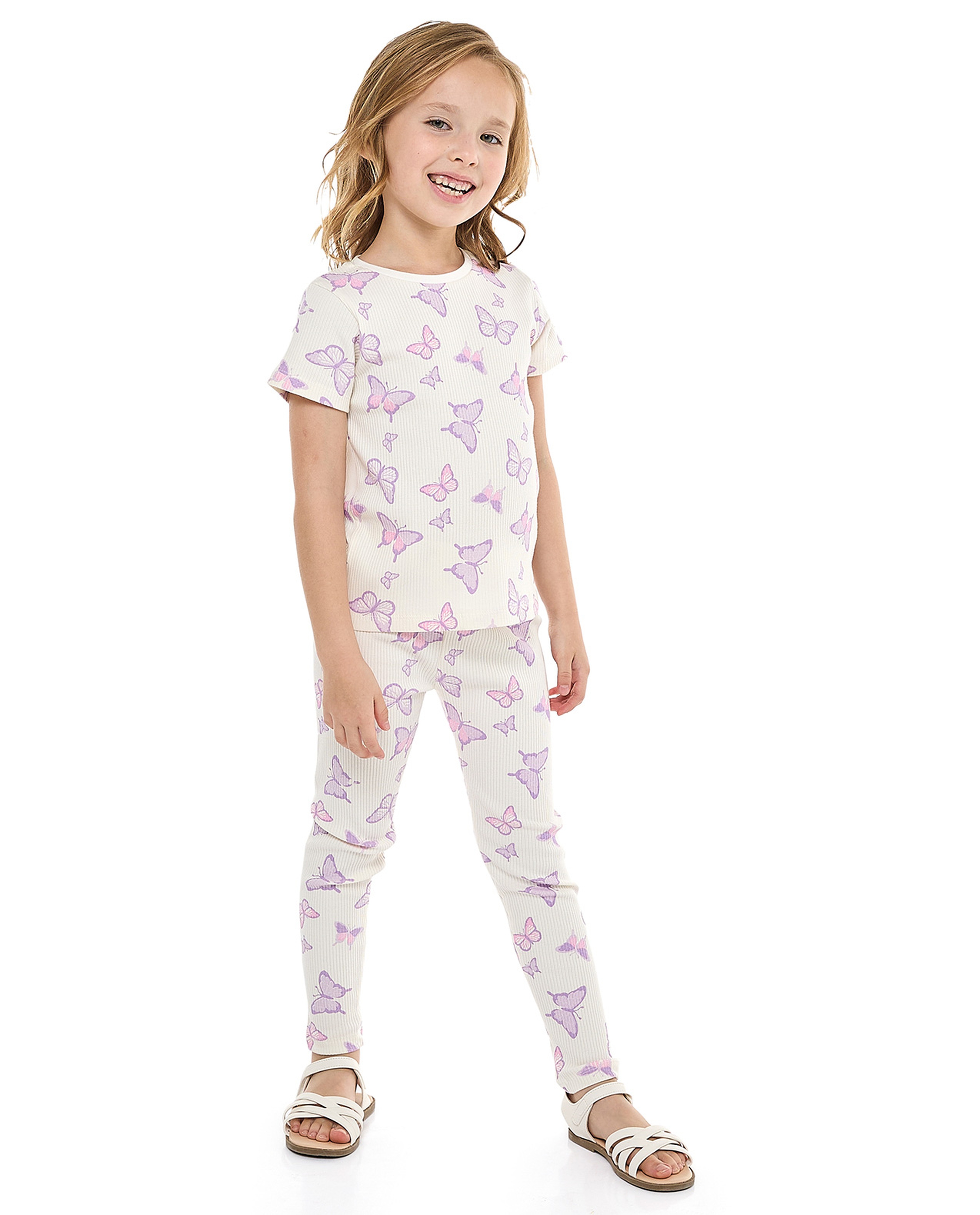 Printed Top with Crew Neck and Short Sleeves