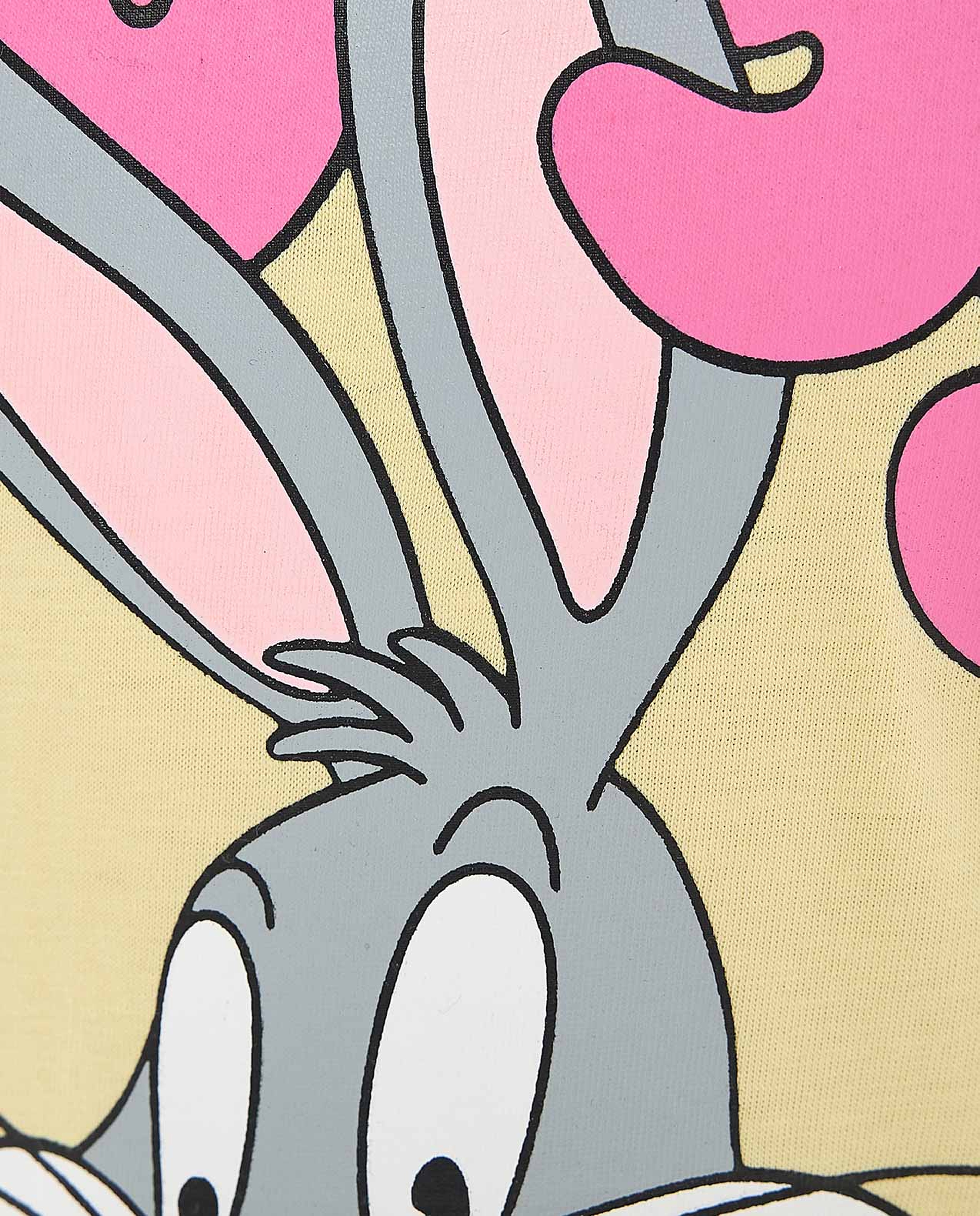 Bugs Bunny Printed Nightdress with Crew Neck and Short Sleeves