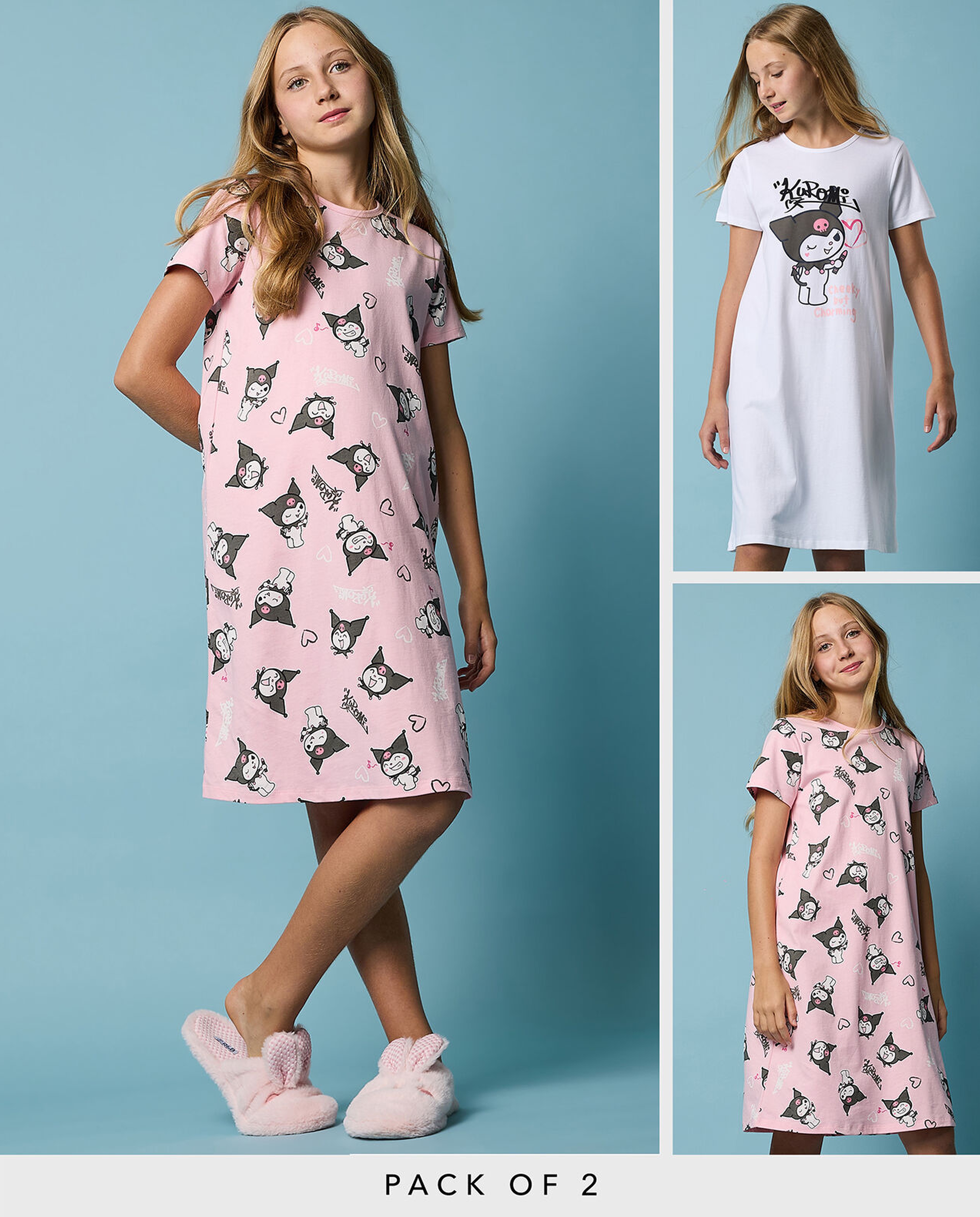 2 Pack Kuromi Print Nightdresses