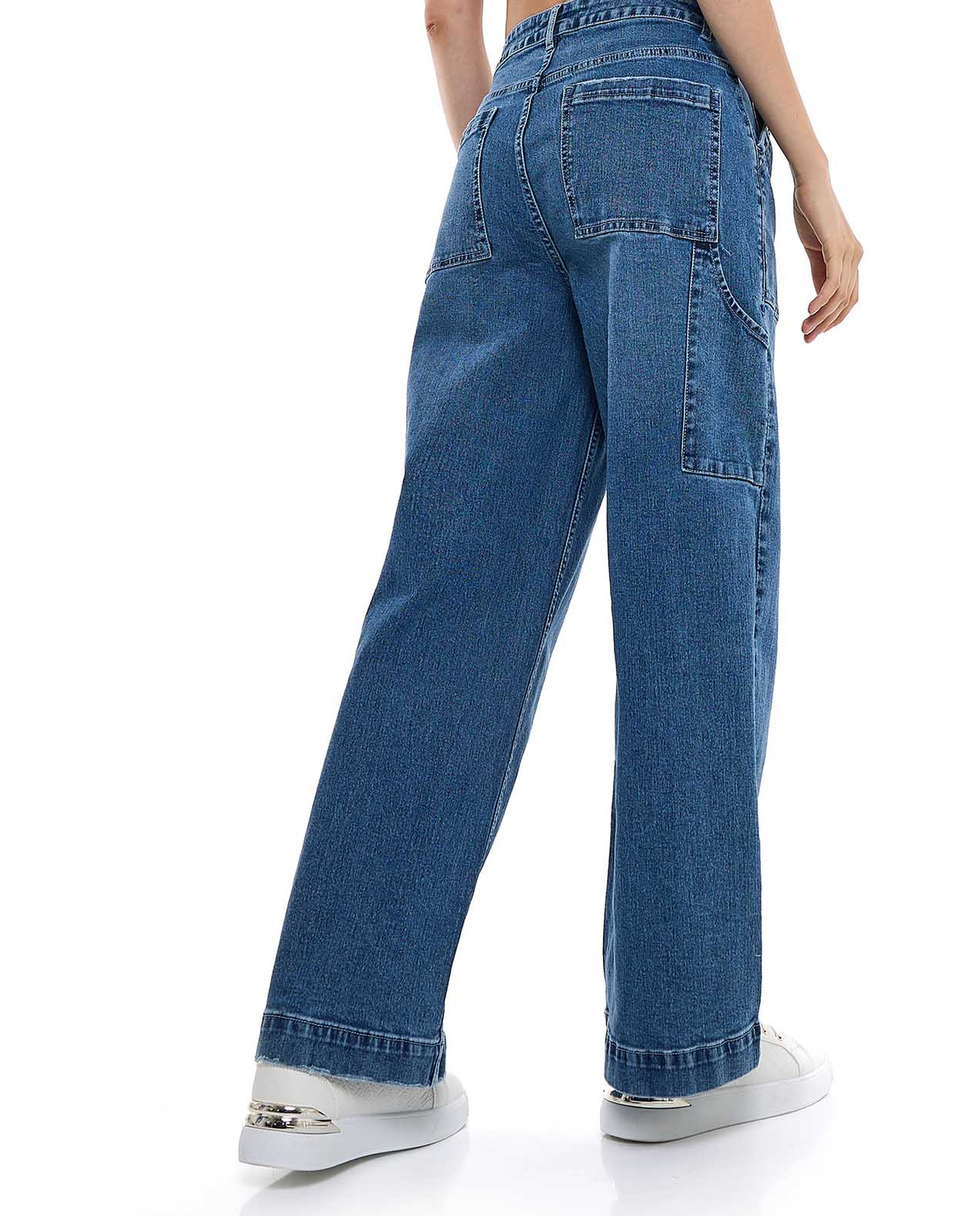 Washed Carpenter Jeans with Button Closure