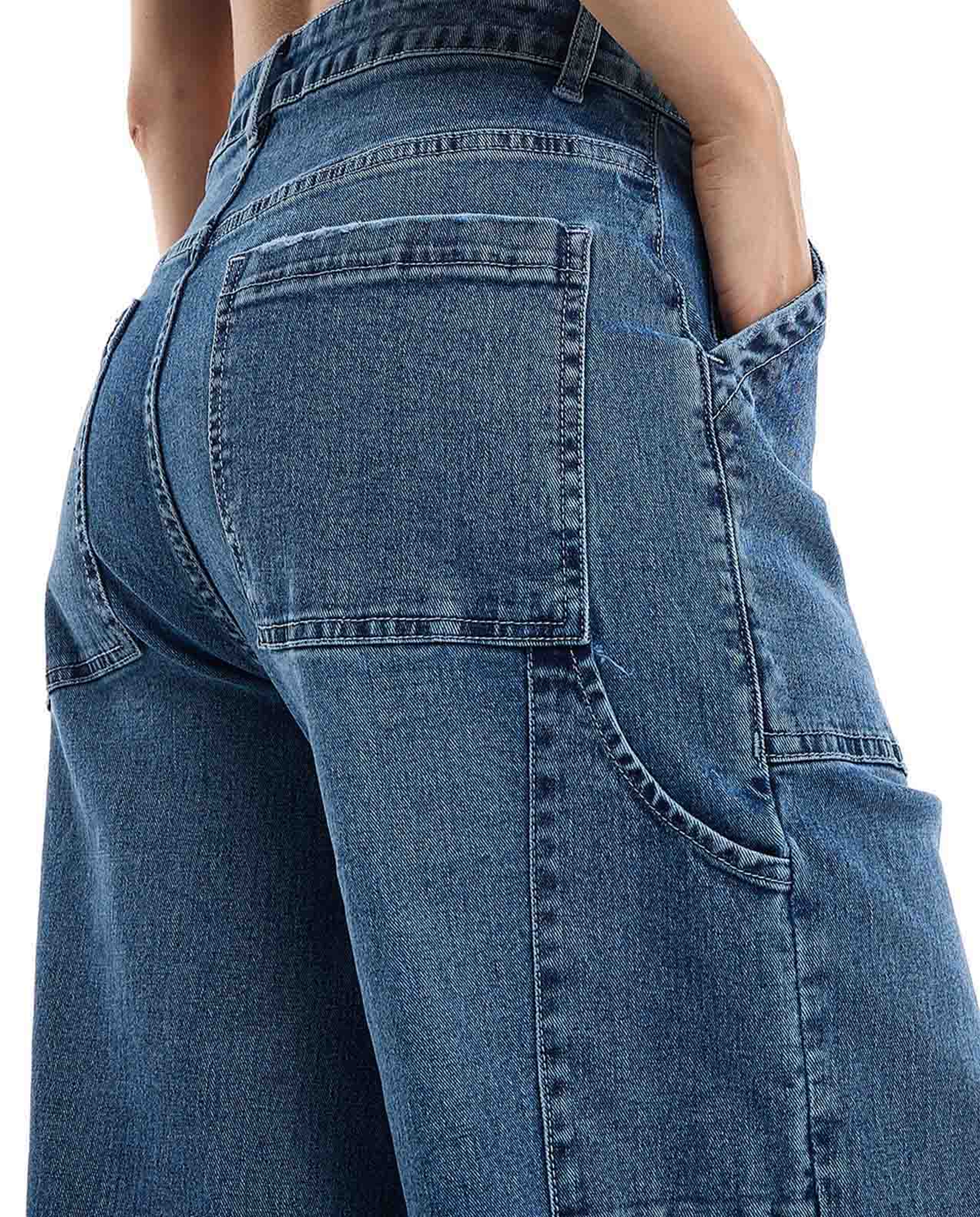 Washed Carpenter Jeans with Button Closure