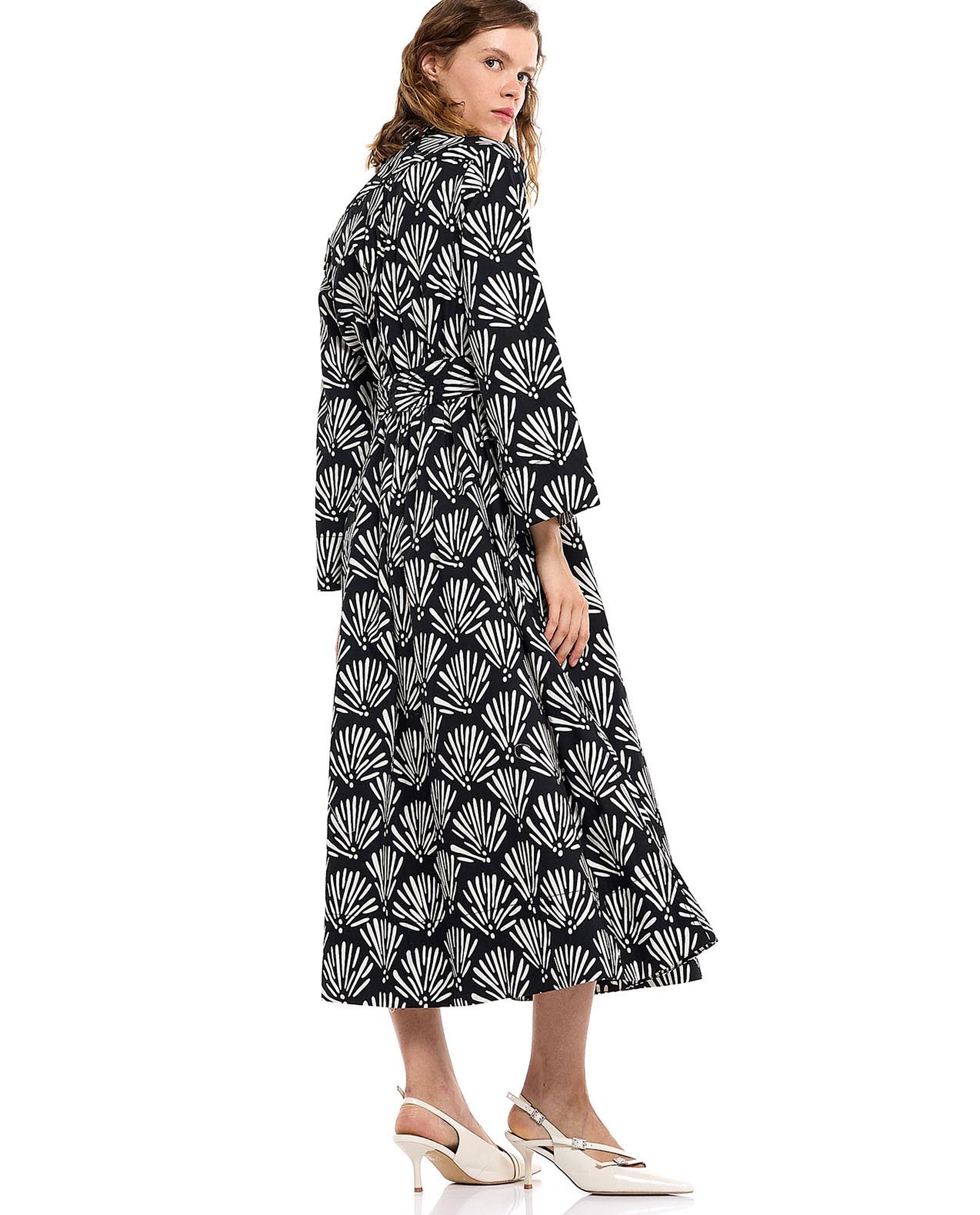 Printed Shirt Dress with Long Sleeves