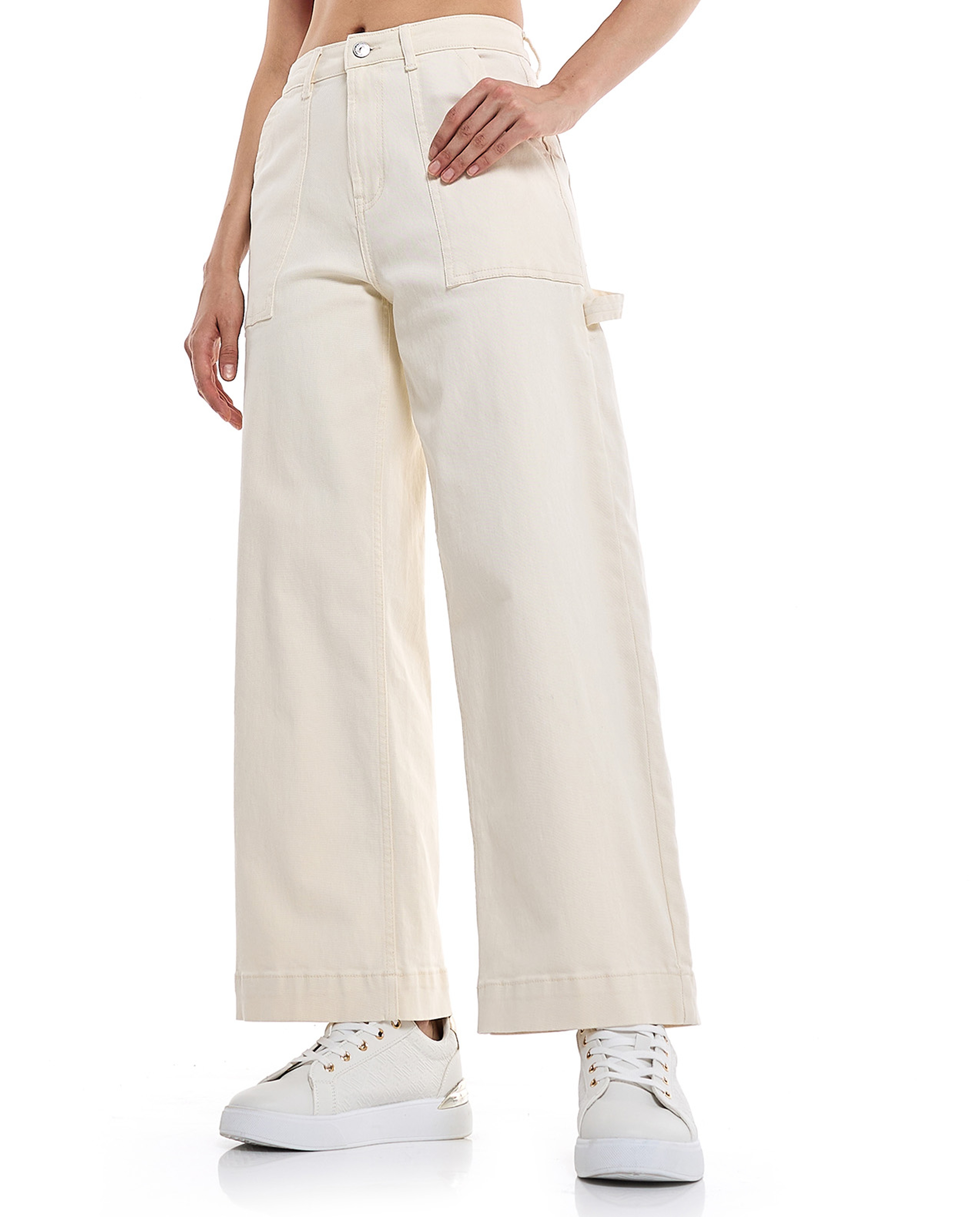 Solid Straight Fit Jeans with Button Closure