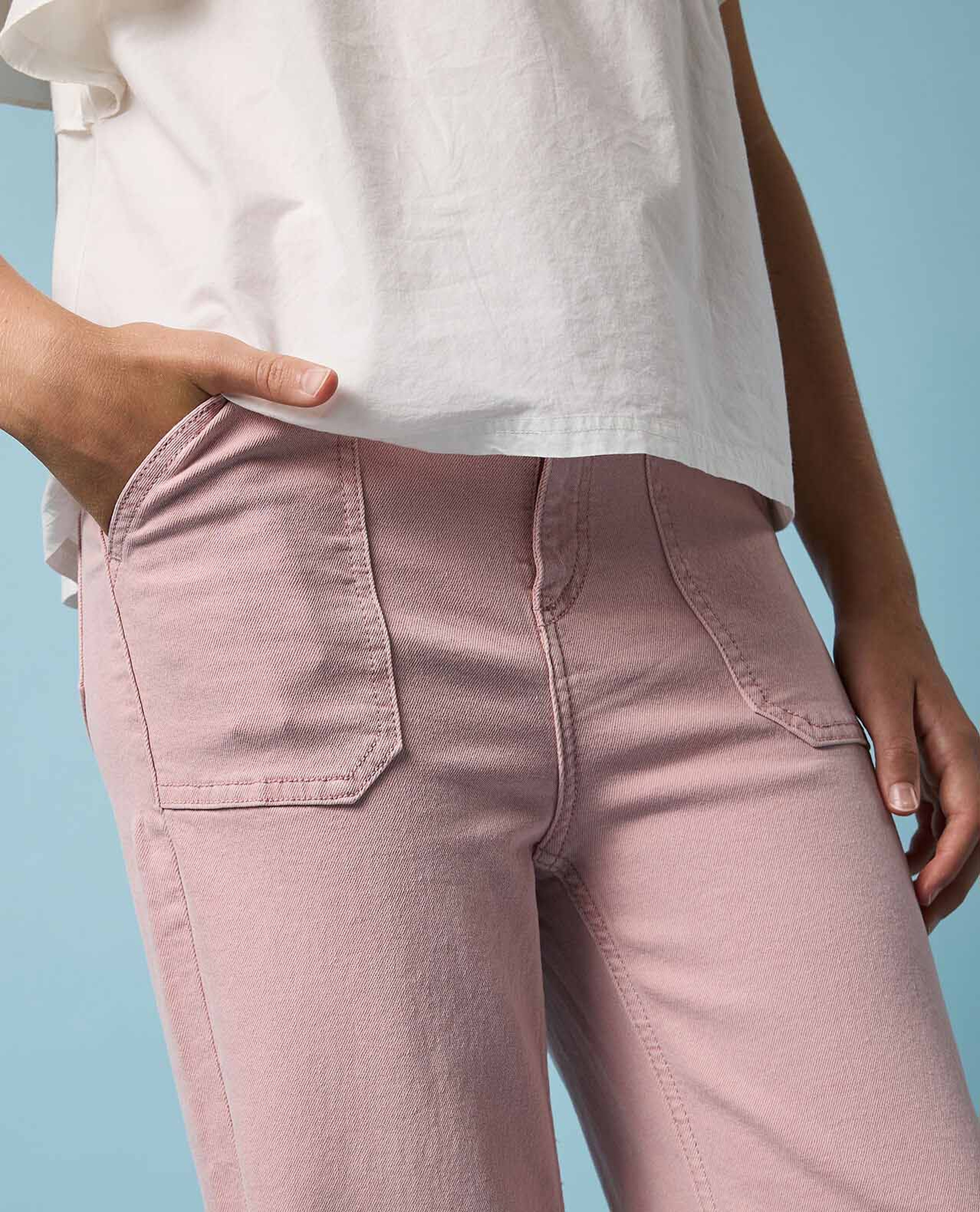 Solid Bootcut Pants with Button Closure