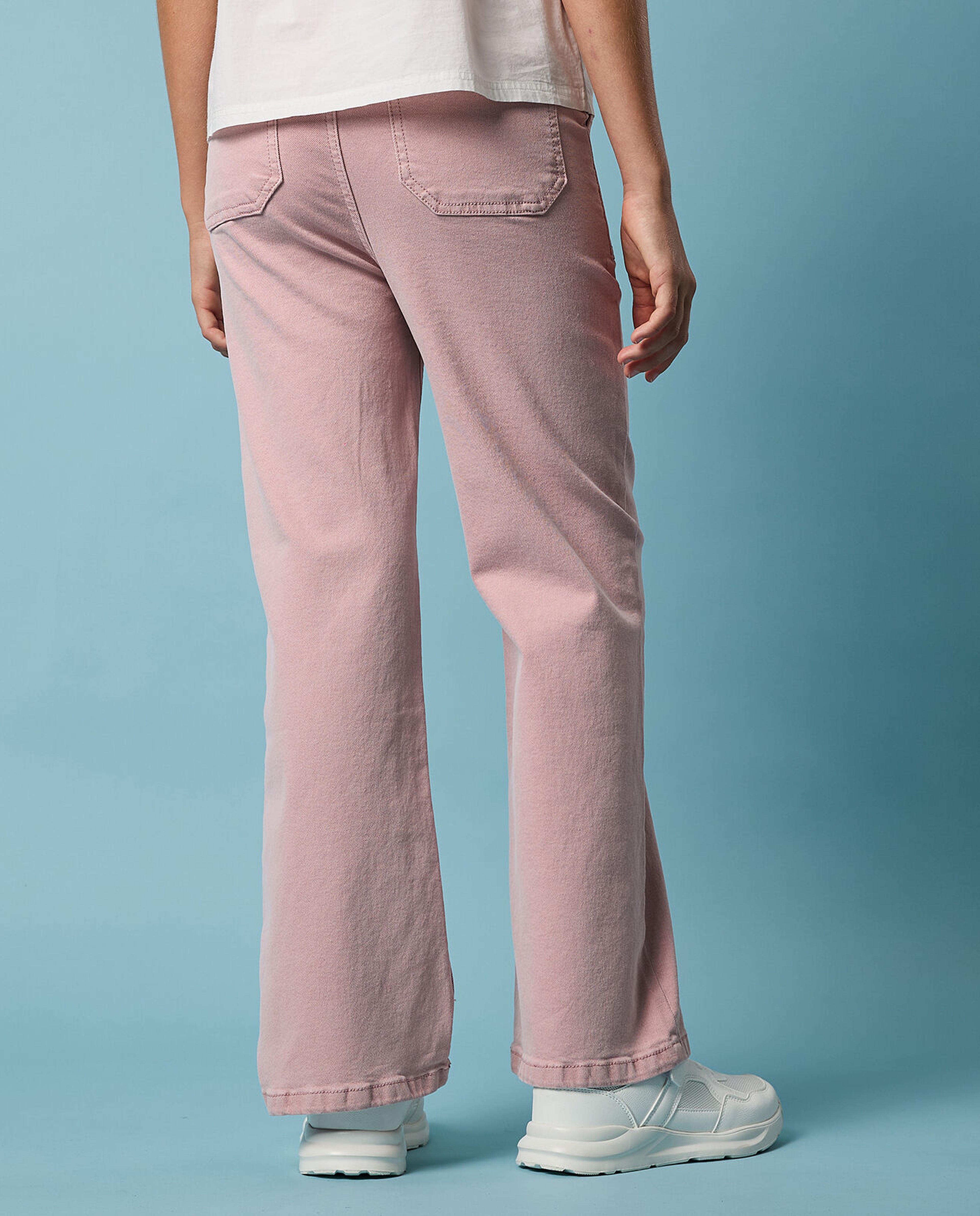 Solid Bootcut Pants with Button Closure