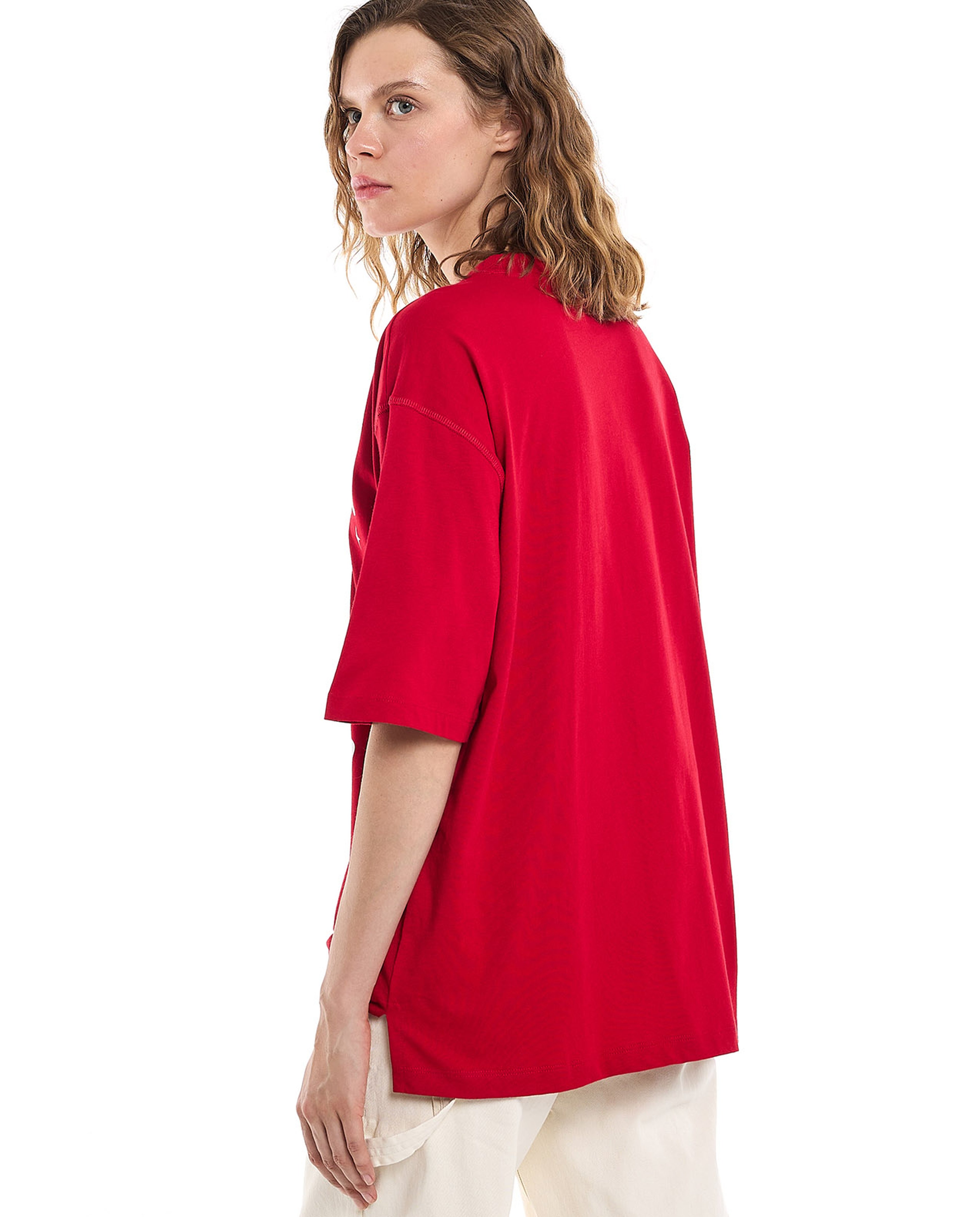 Printed Oversized T-Shirt with Crew Neck and Short Sleeves